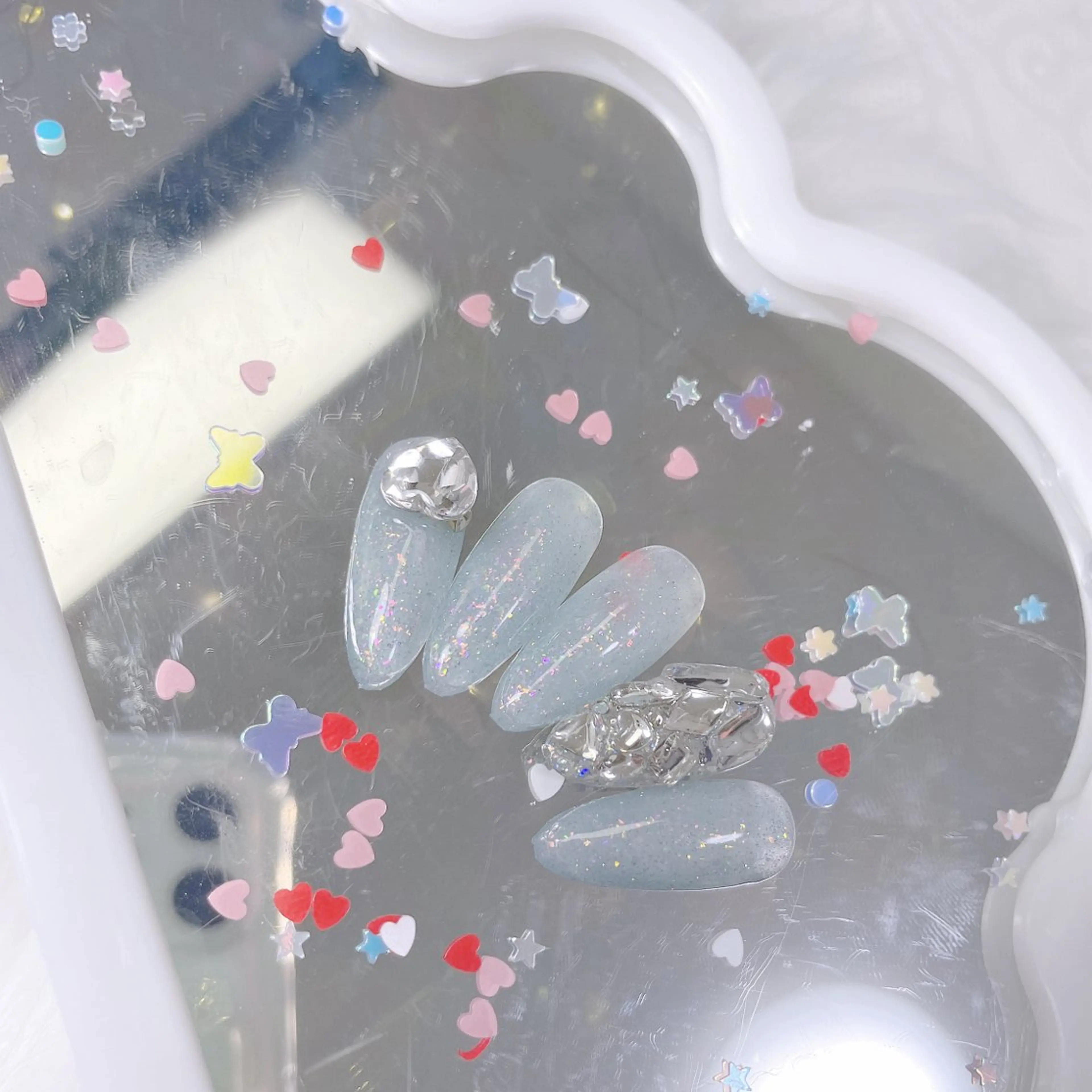 ネイル 成人式 ジェルネイル ロングネイル マグネットネイル 大理石ネイル(マーブル) ハンドネイル MoMoA Nail ネイル長さ出し専門店のネイルデザイン