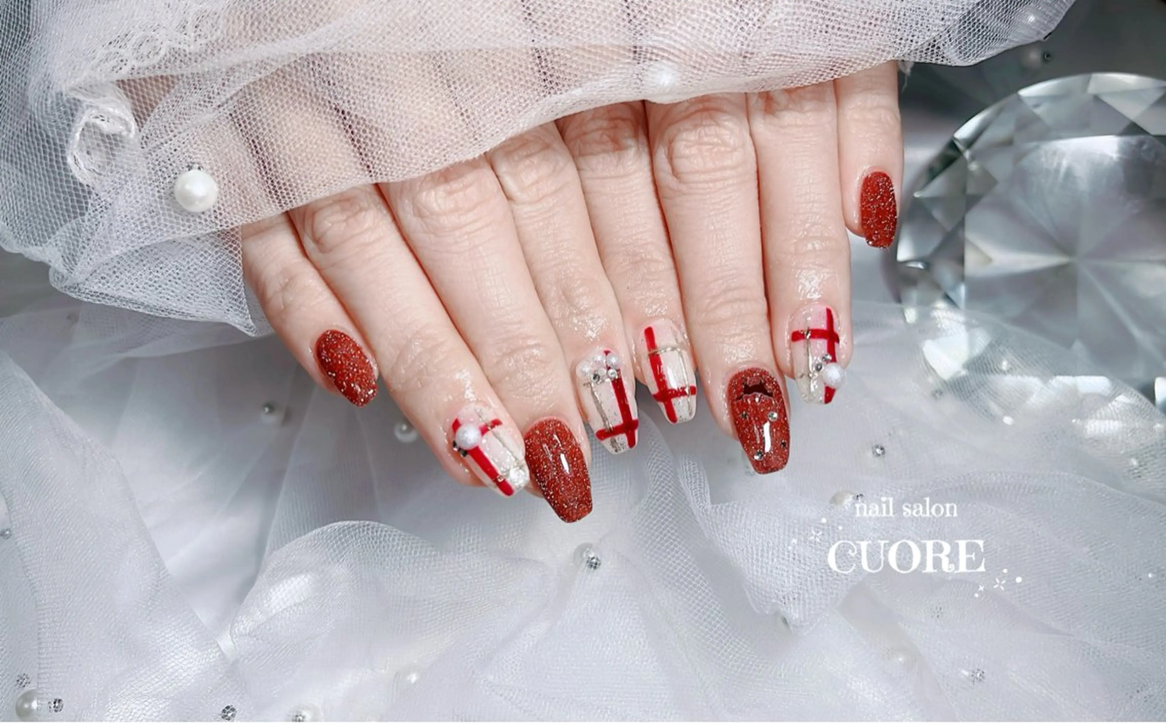 ネイル フラッシュネイル 持ち込み 赤色 ハンドネイル CUORE____nail所属・nail salon CUOREのネイルデザイン