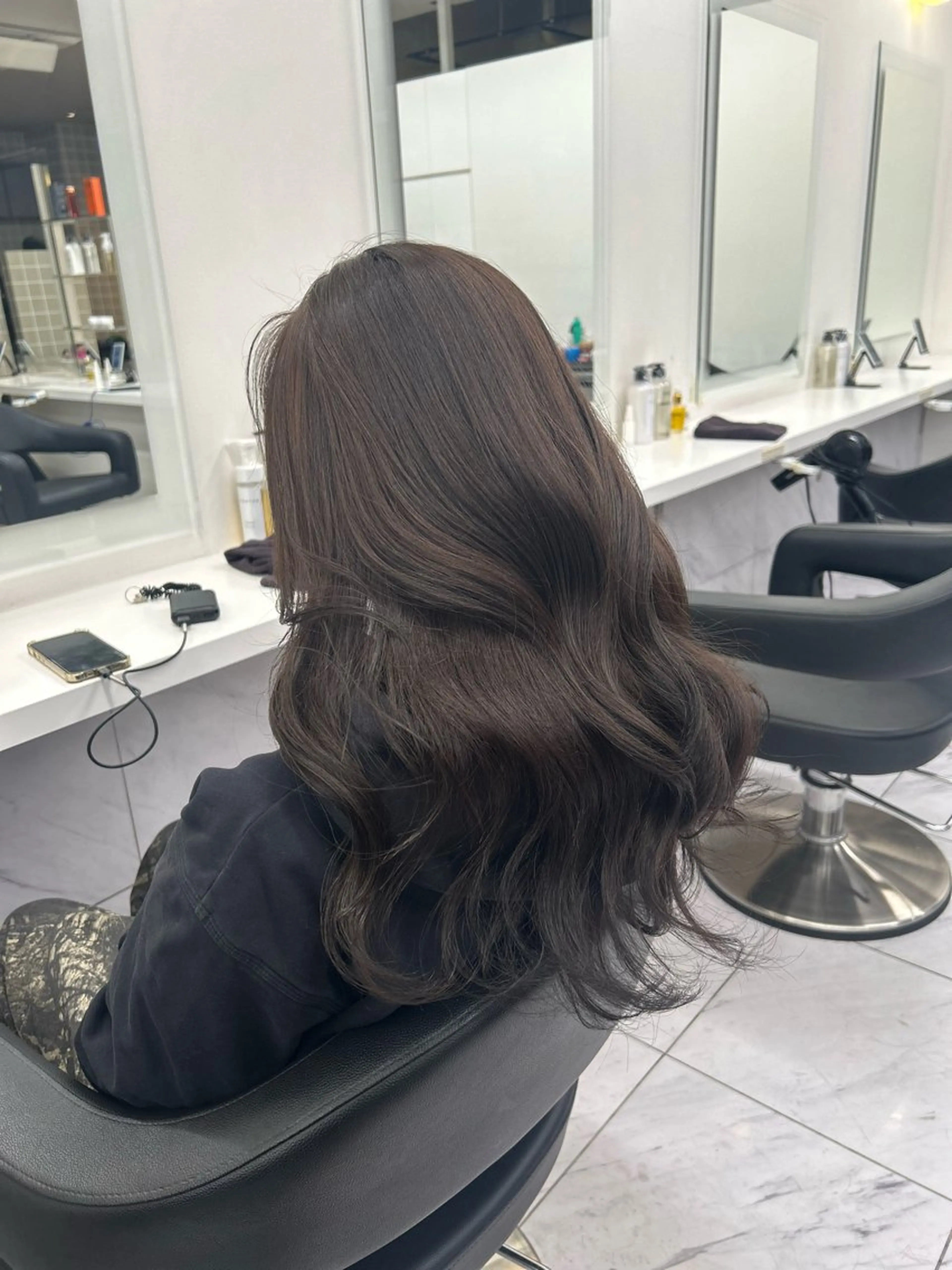 ロング カラー パーマ ヘアアレンジ メンズ キッズ ブリーチなしカラー/ ブラウン/レイヤーのヘアスタイル