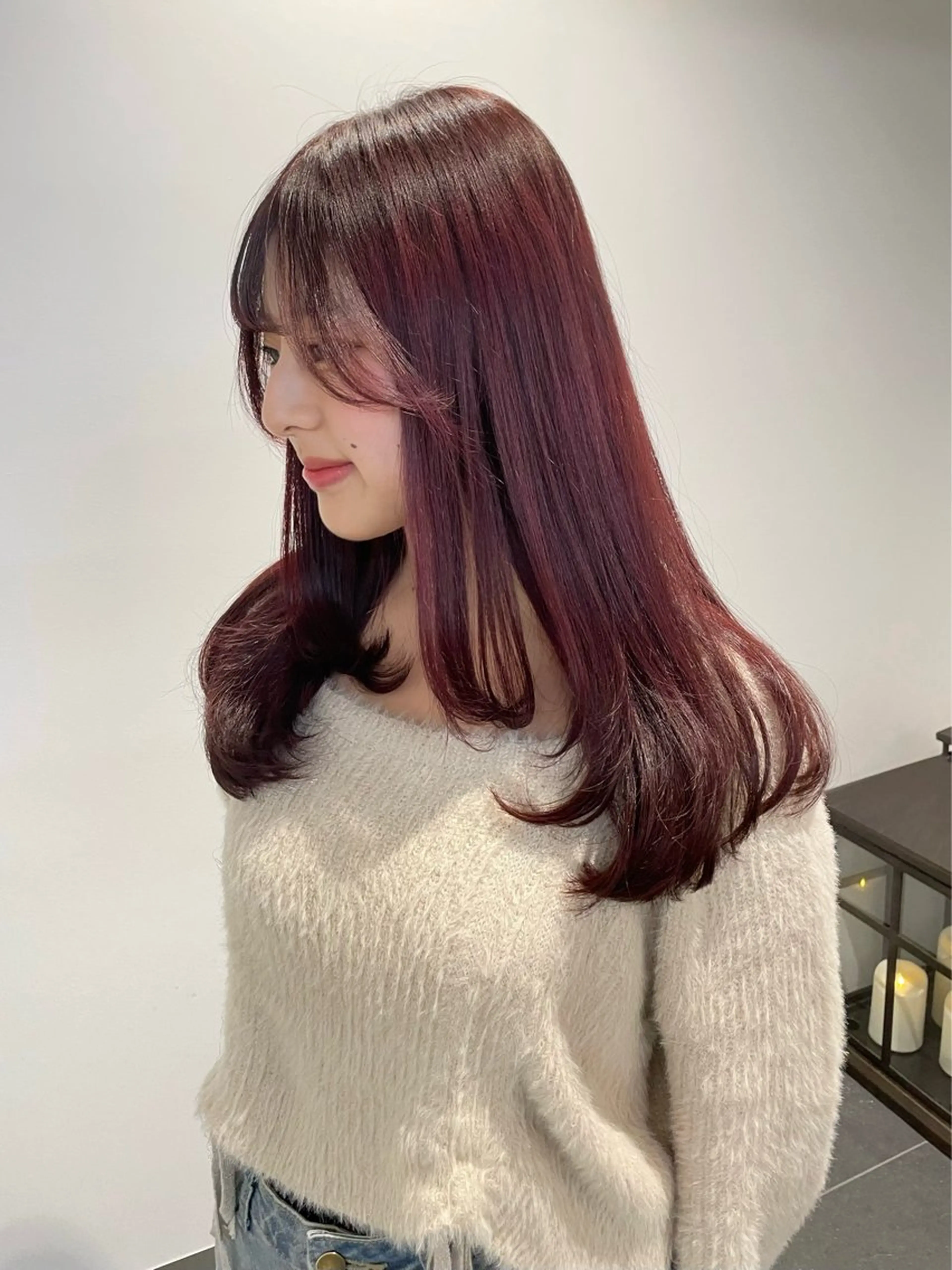 セミロング 切りっぱなしボブ ボブ ハッシュカット 韓国風ヘア レイヤーカット カット トリートメント レイヤーパーマ/ ショートパーマ/横浜のヘアスタイル