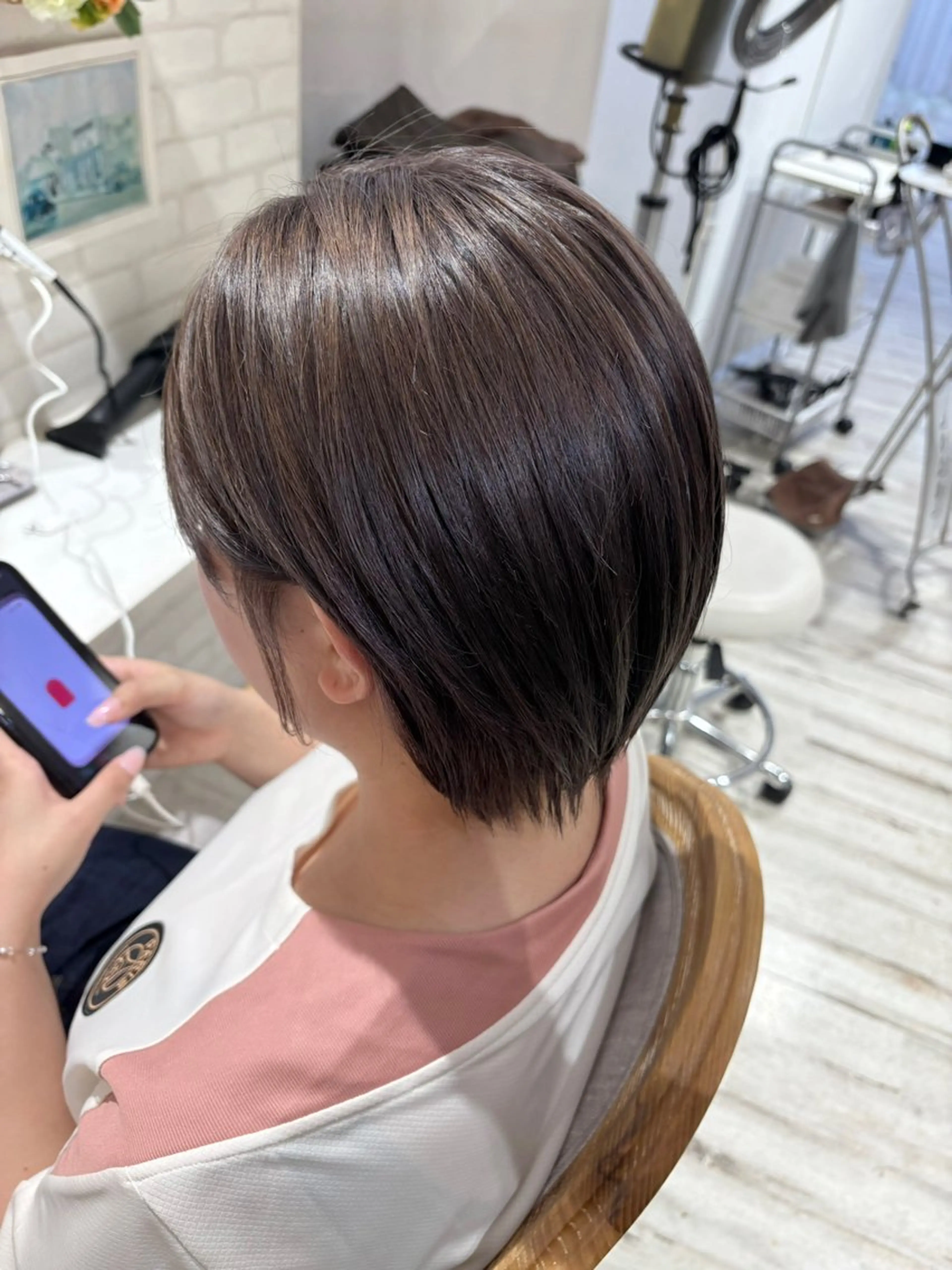 ショート カラー ブリーチ 透明感カラー グレージュ ヘアカラー トリートメント 透明感/韓国風 HIRARIのヘアスタイル