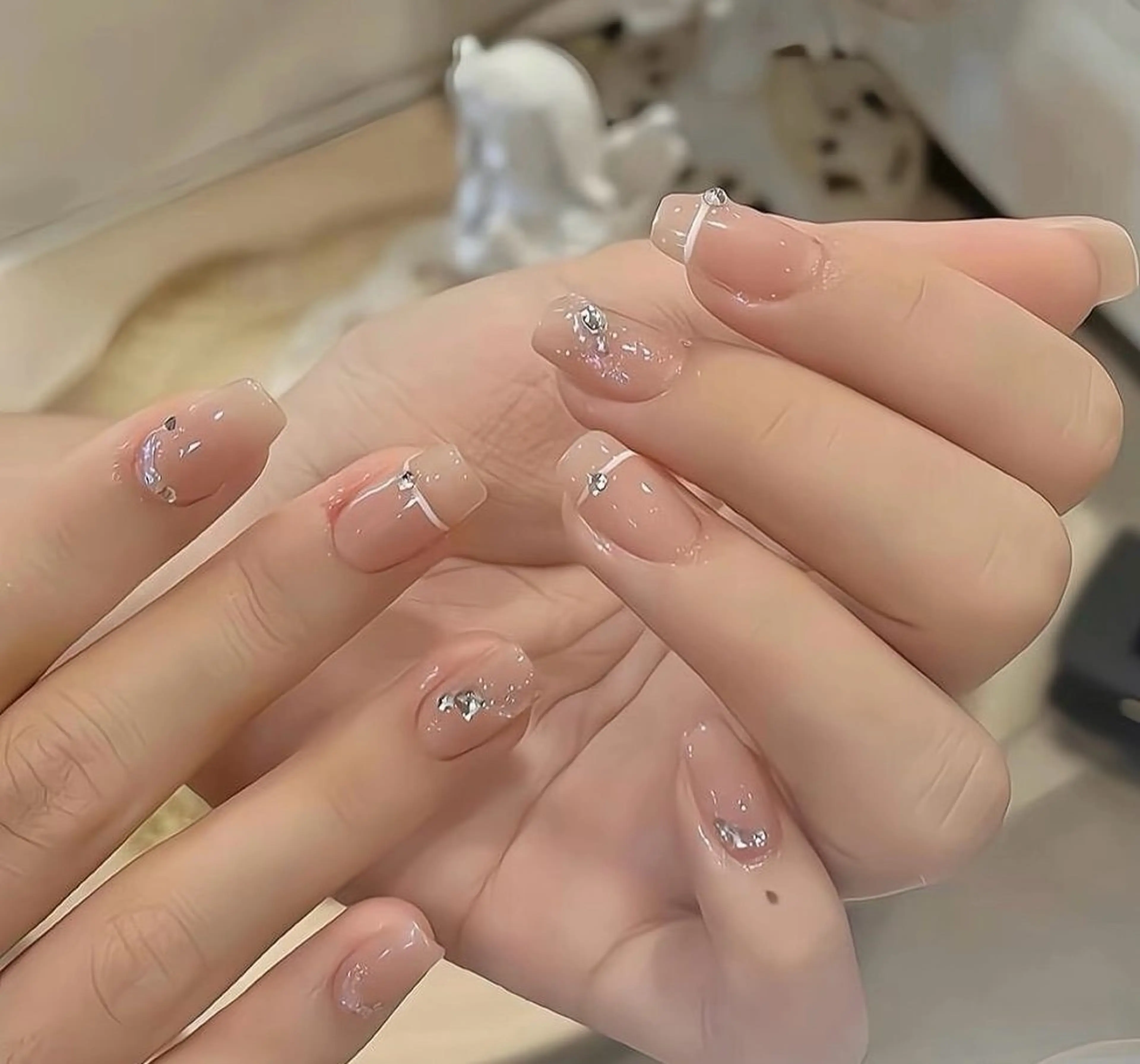 ネイル チークネイル 長さ出し フレンチネイル ガーリー 韓国ネイル sun nail池袋 モデル募集のネイルデザイン