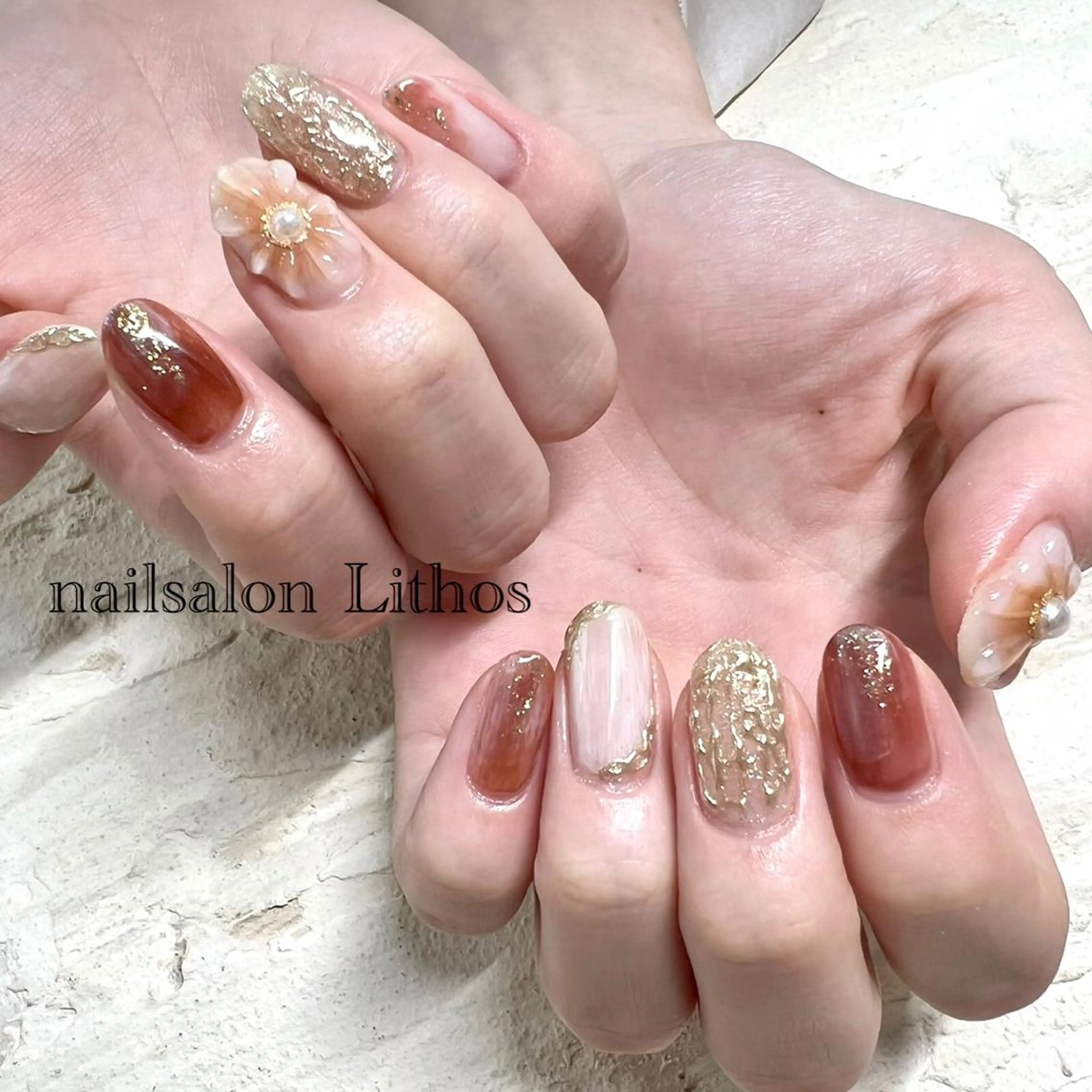 ネイル アートネイル ぷっくりネイル ハンドネイル nailsalon Lithos所属・nailsalon Recontreのネイルデザイン