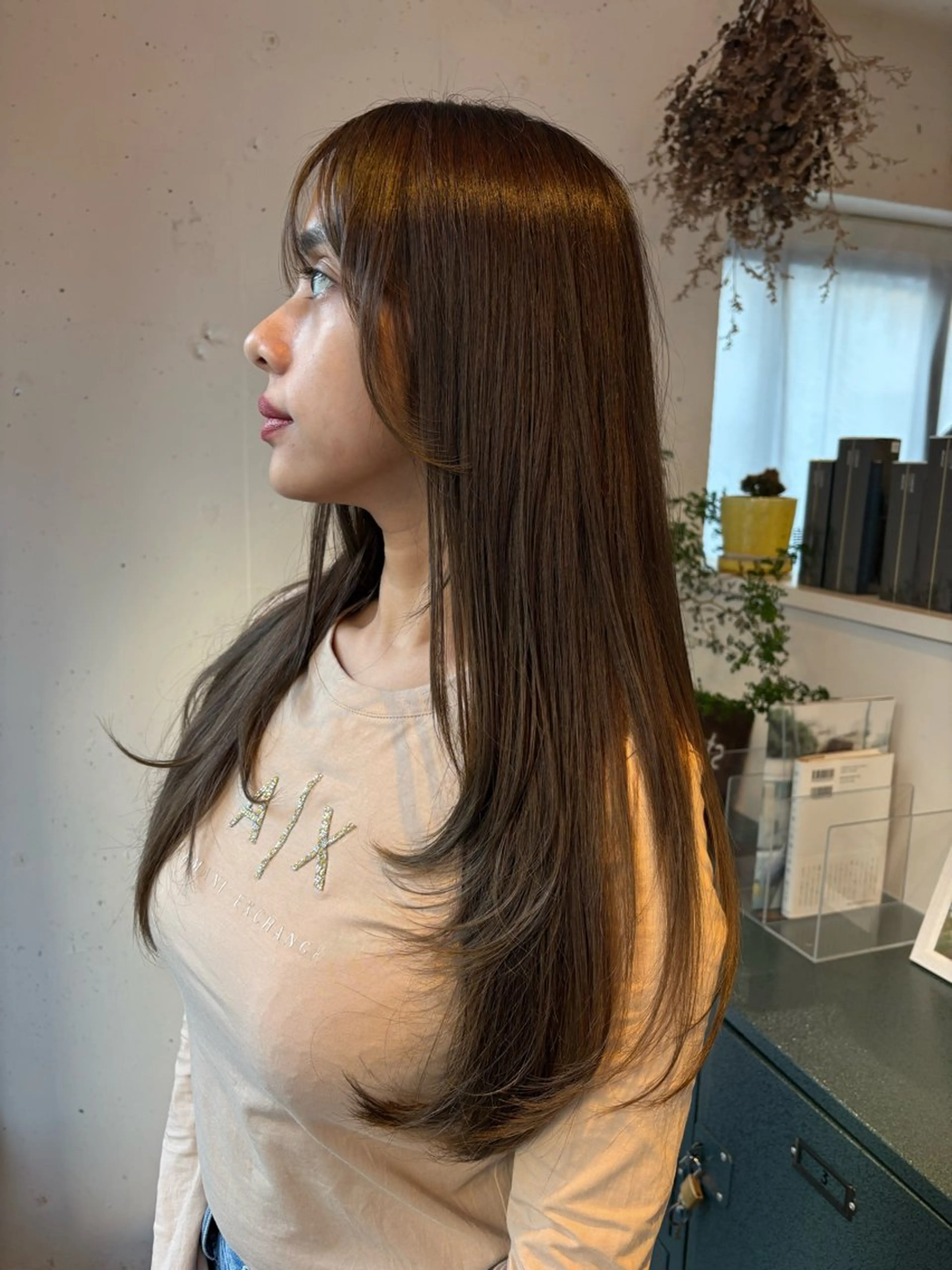 ロング レイヤーカット カット ヘアカラー トリートメント かりん髪質改善 /メンズカットのヘアスタイル