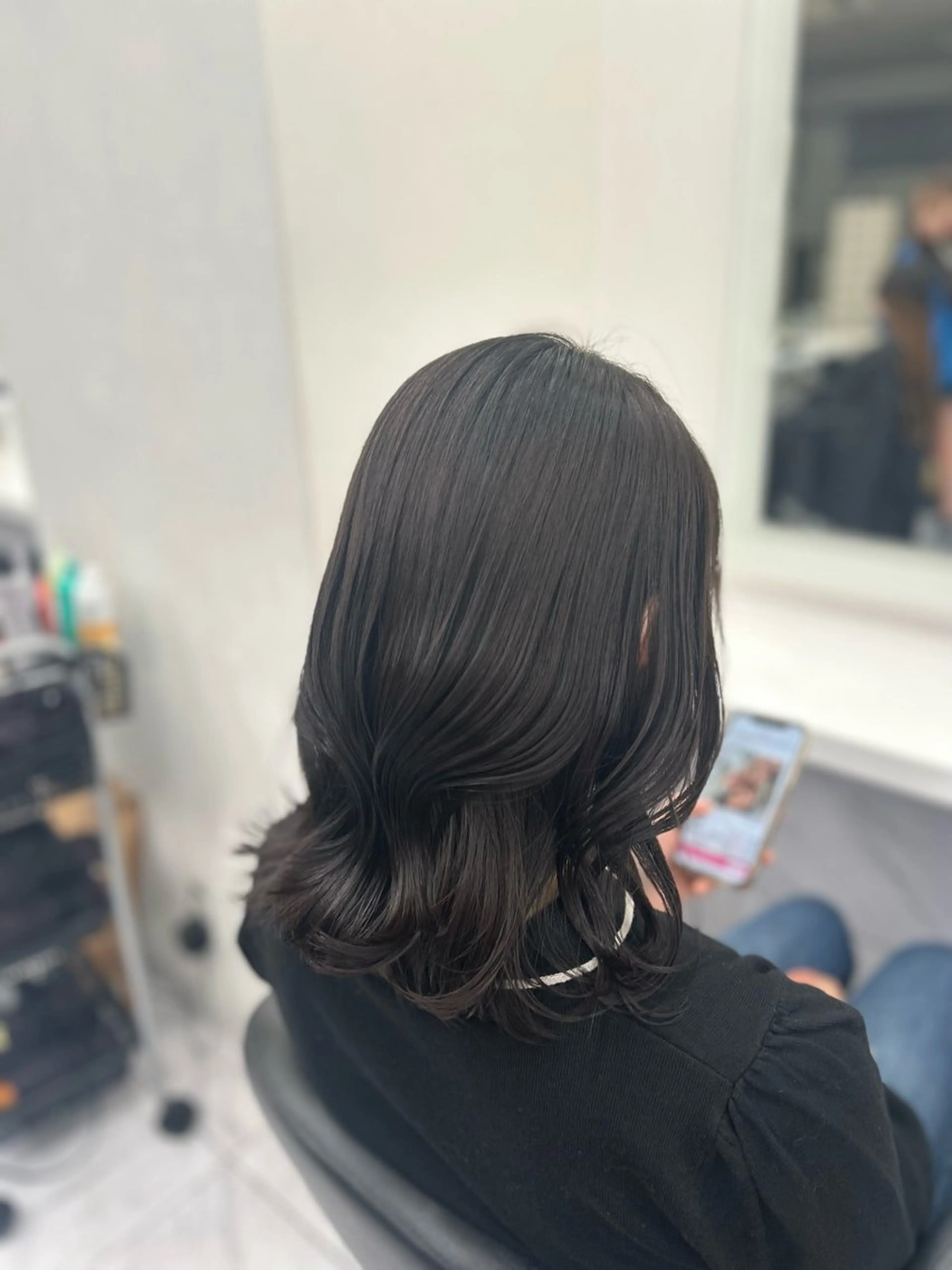 セミロング カラー パーマ ヘアアレンジ メンズ キッズ ブリーチなしカラー/ ブラウン/レイヤーのヘアスタイル