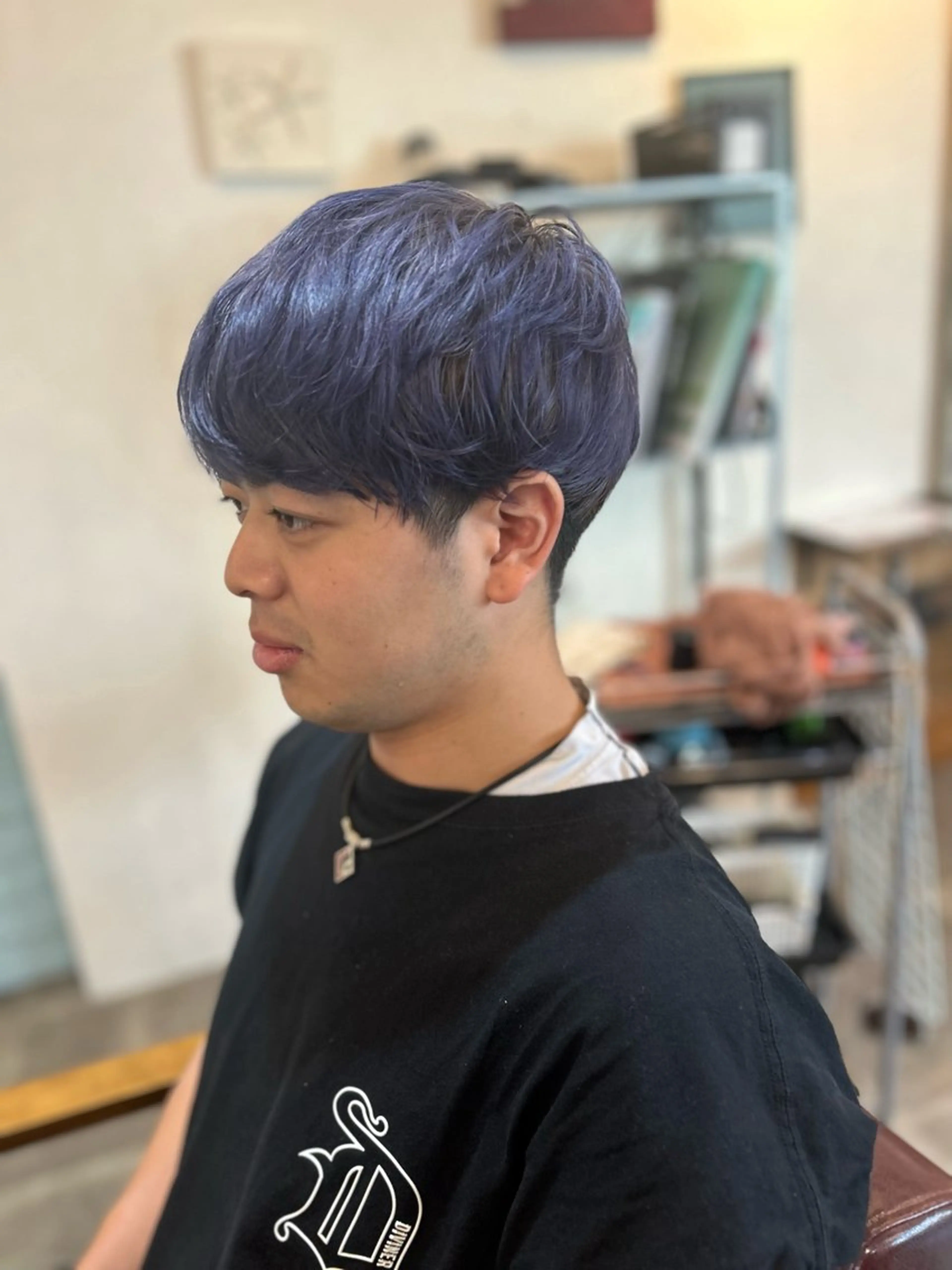 ショート カラー メンズ ブルーカラー ブルーラベンダー ラベンダーカラー ヘアカラー CECIL hair なんば店所属・メンズパーマ 艶髪☆店長☆有馬のヘアスタイル