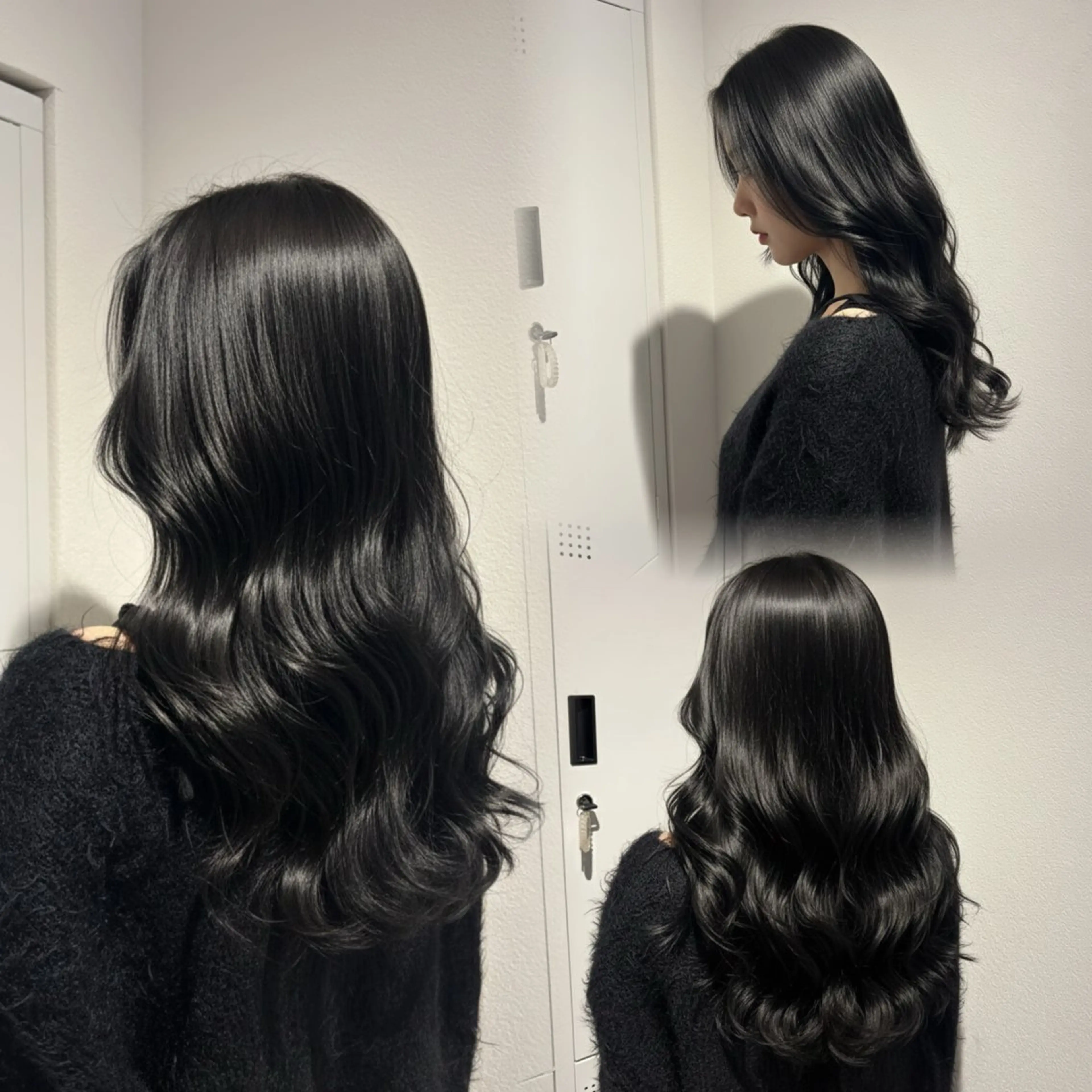 ロング カラー 黒髪 ブルーカラー ブルーブラック 透明感カラー ロング SASE/ 🍒nodoka🍒のヘアスタイル