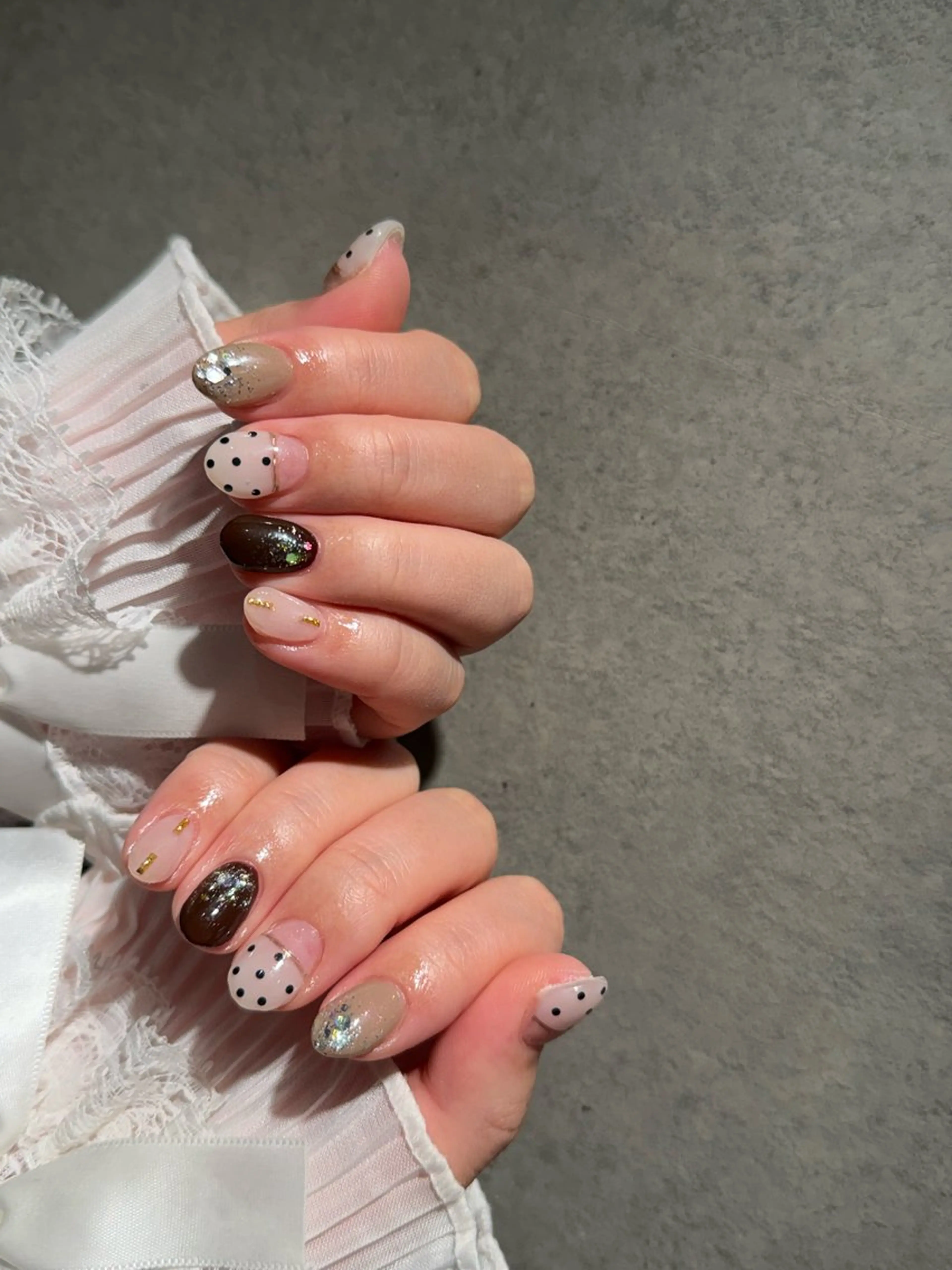 ネイル I-nailロング /ワンホン/キラキラのネイルデザイン