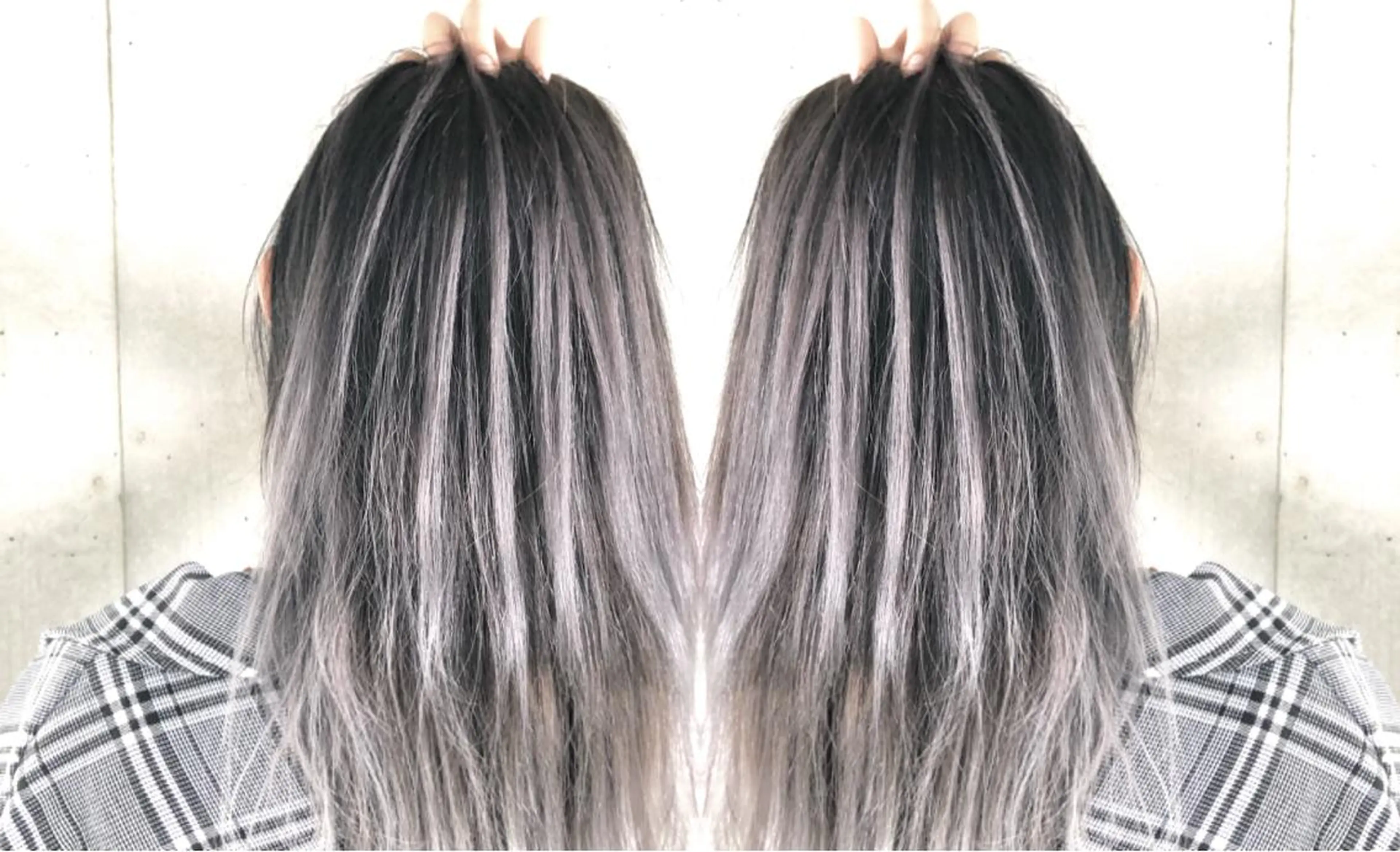 ミディアム カラー ヘアアレンジ シールエクステ バレイヤージュ デザインカラー ハイライトカラー エクステ アンドウ ユウ/ レイヤーカット/韓国のヘアスタイル