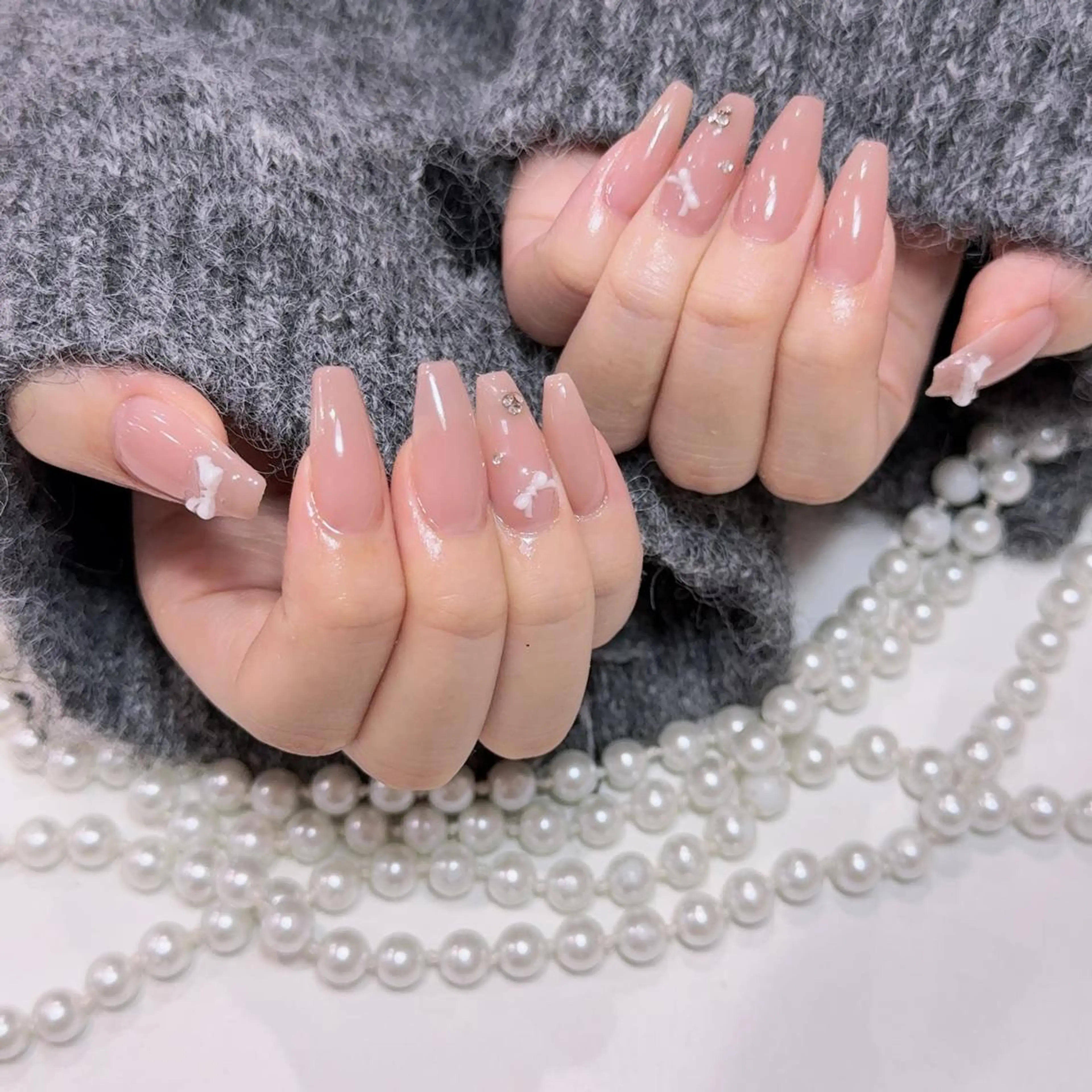 ネイル アートネイル フラッシュネイル フレンチネイル ジェルネイル ガラスフレンチ You&Me Reonaのネイルデザイン