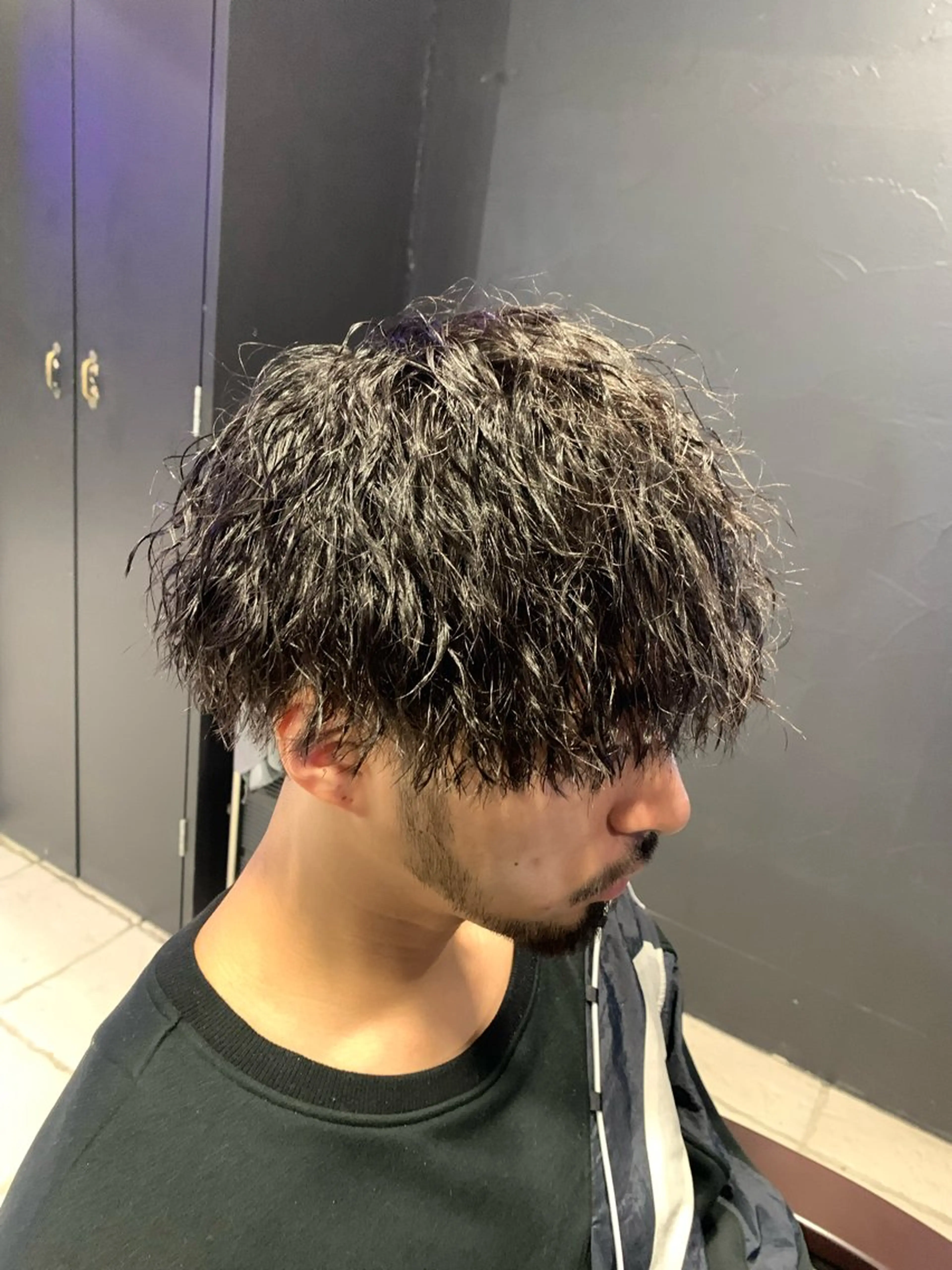 ミディアム メンズ マッシュ カット パーマ ヘアセット メンズパーマ/難波/ 心斎橋　室園亮佑のヘアスタイル