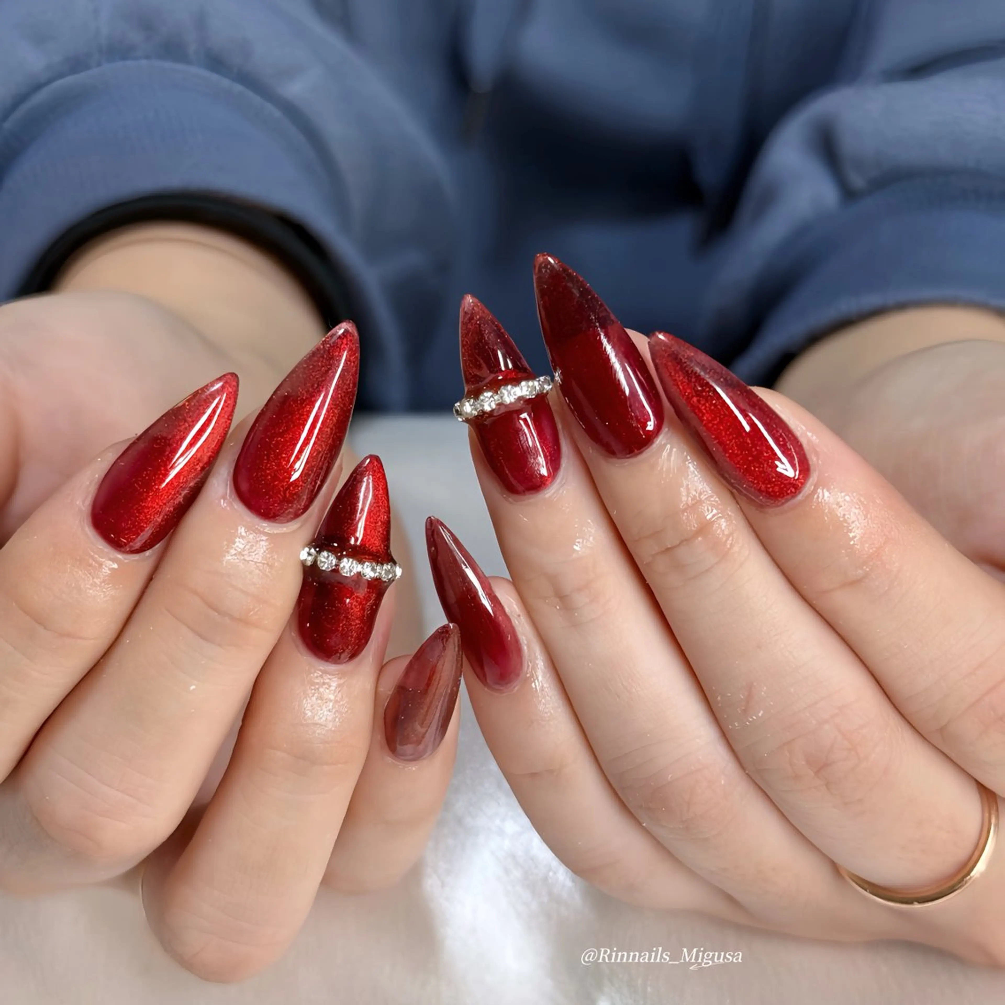 ロング 韓国風ヘア ハンドネイル RIN NAILS ᥫ᭡Migusaのネイルデザイン
