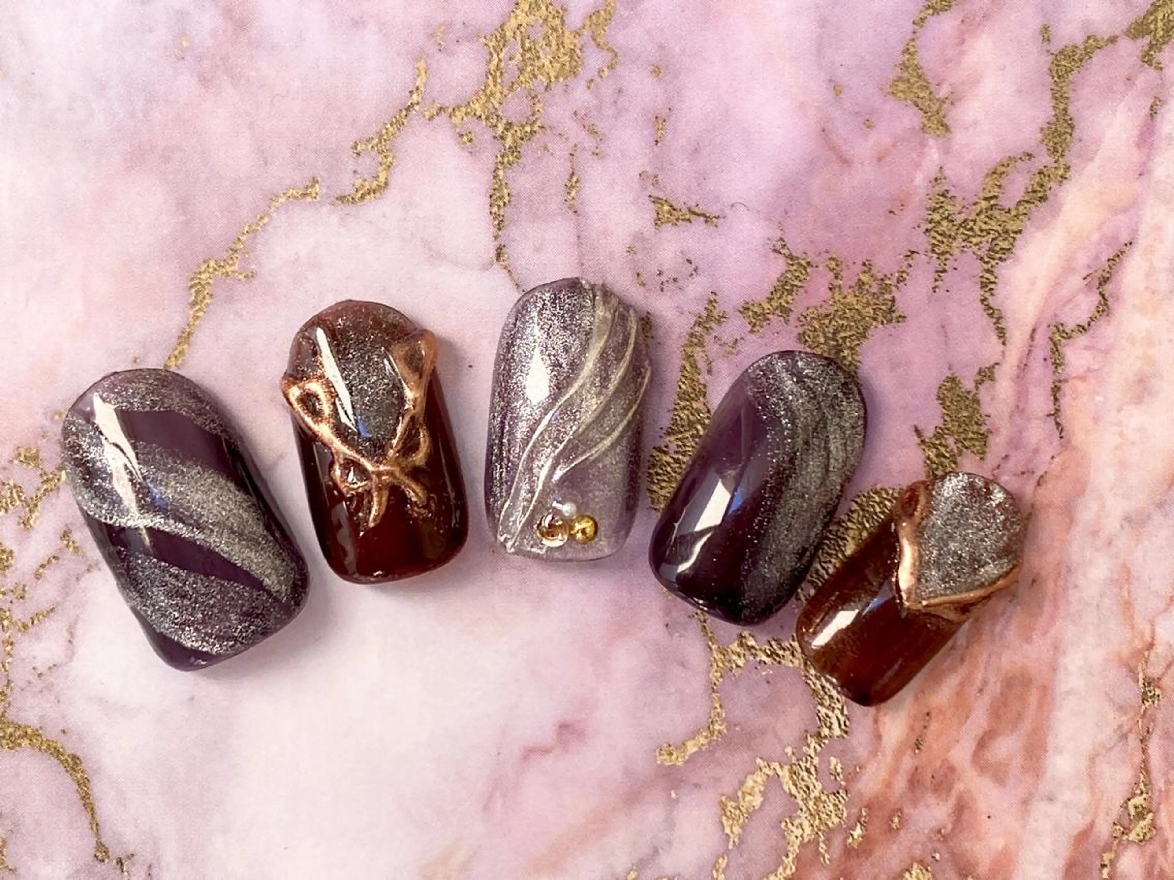 ネイル マグネットネイル ミラーネイル ハンドネイル リラネイル所属・福田 美代子のネイルデザイン