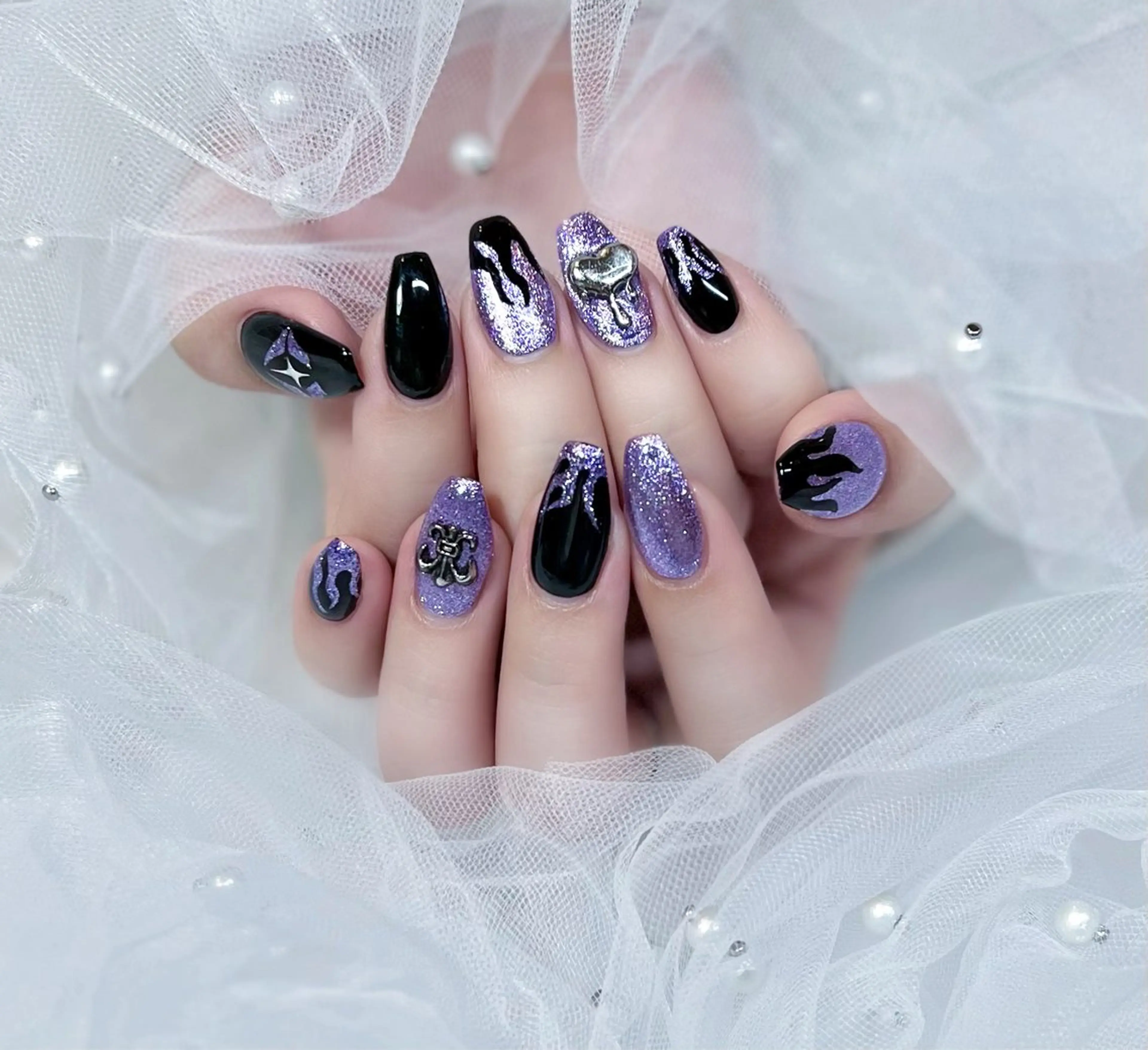 ネイル 韓国ネイル パープル Chat　noir所属・【chatnoir】 MIYUのネイルデザイン