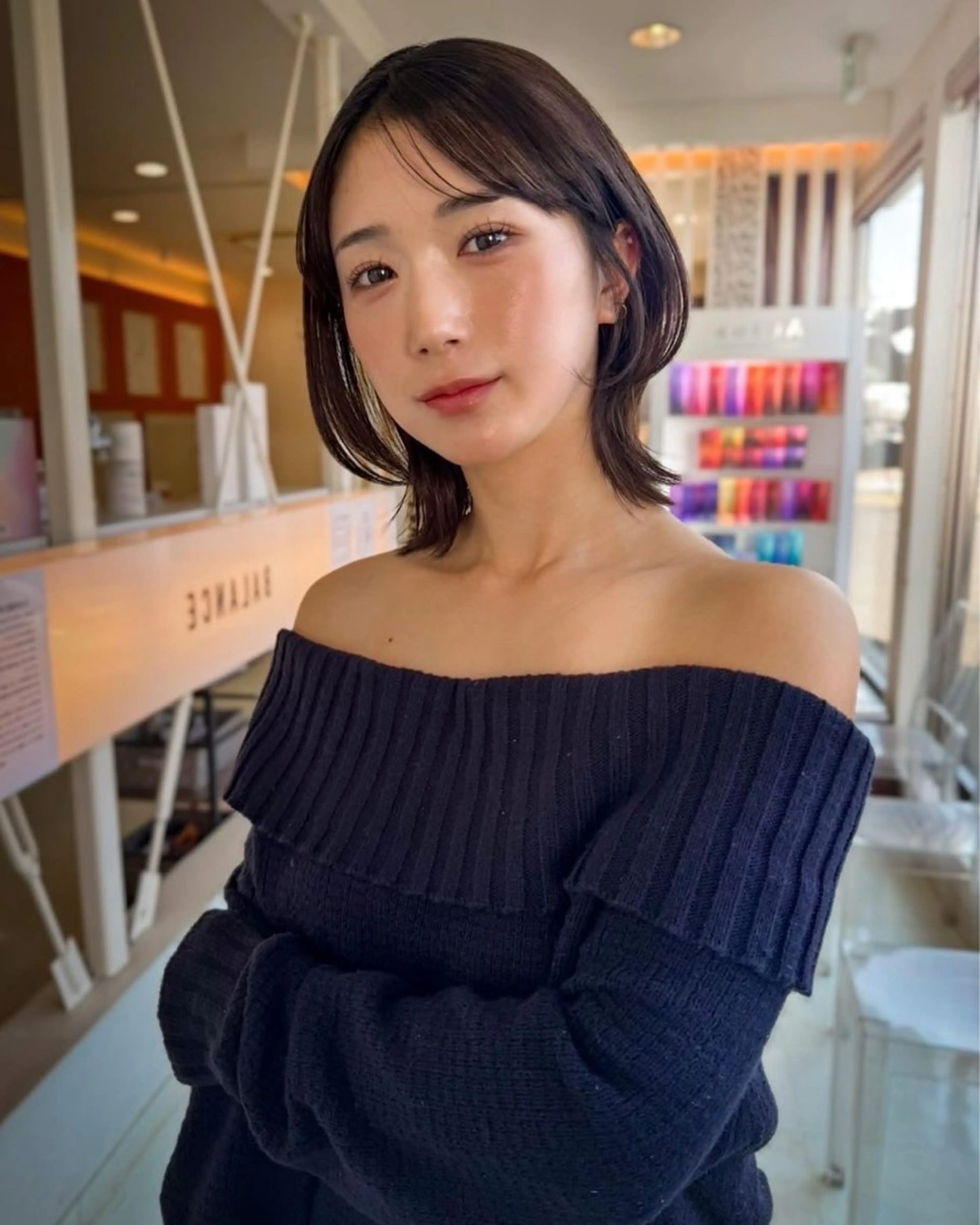 ミディアム カット ヘアカラー 樋口智士/倉敷/中庄 /縮毛矯正/髪質改善のヘアスタイル