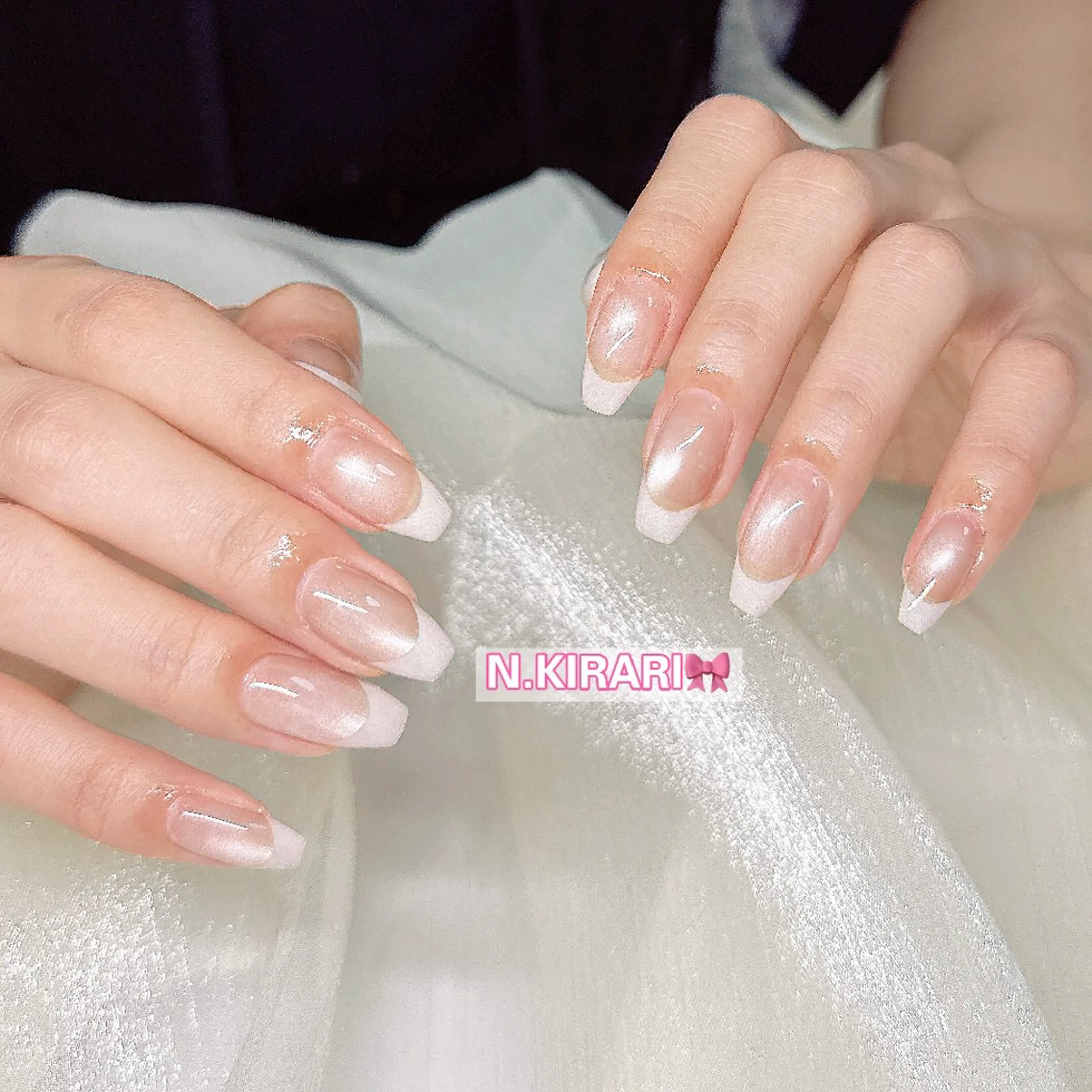 ネイル フレンチネイル マグネットネイル ハンドネイル ハンドケア 🎀 ユズ 🎀のネイルデザイン