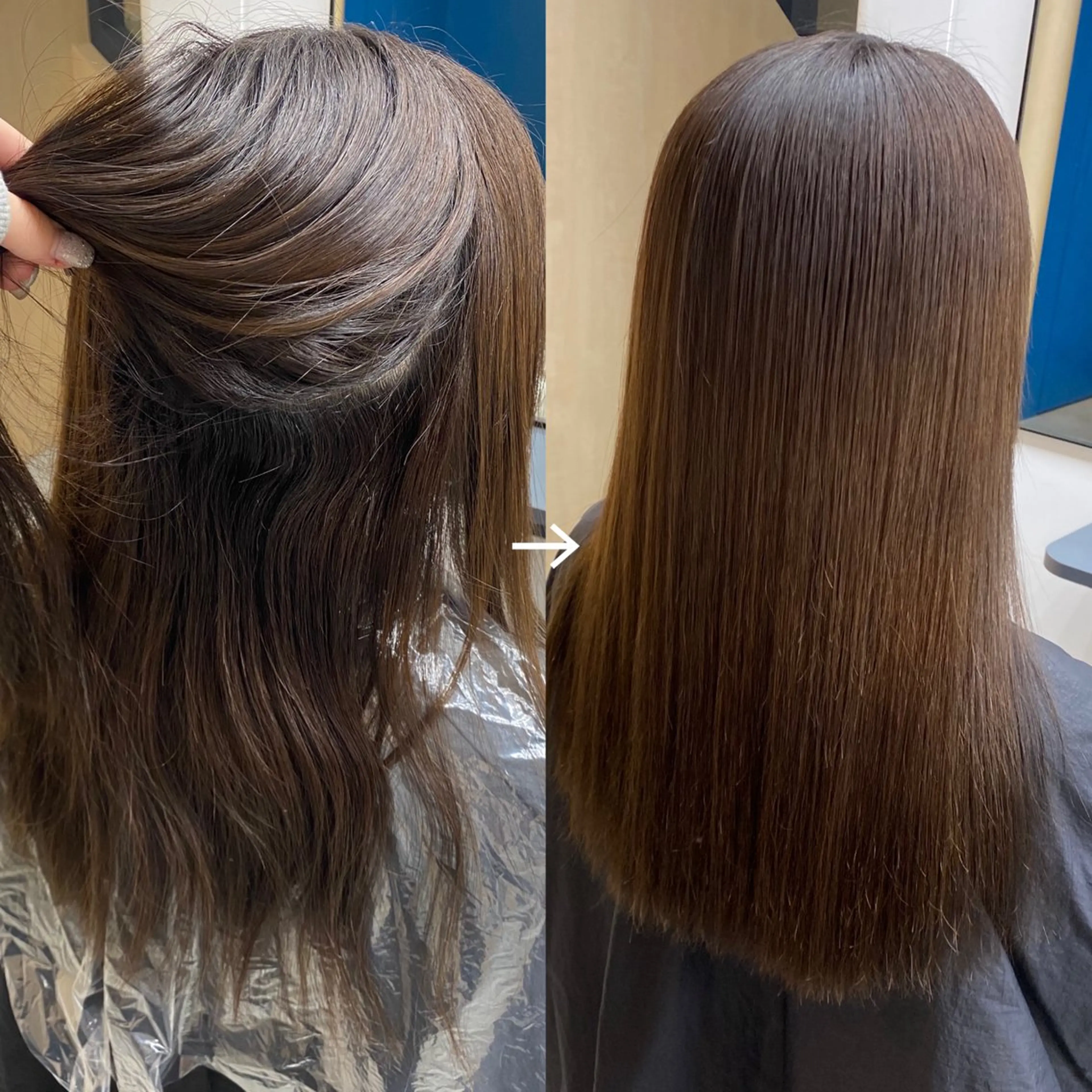 ミディアム 縮毛矯正 トリートメント blink所属・暖色/ブラウン/ 透明感/ゆうかのヘアスタイル