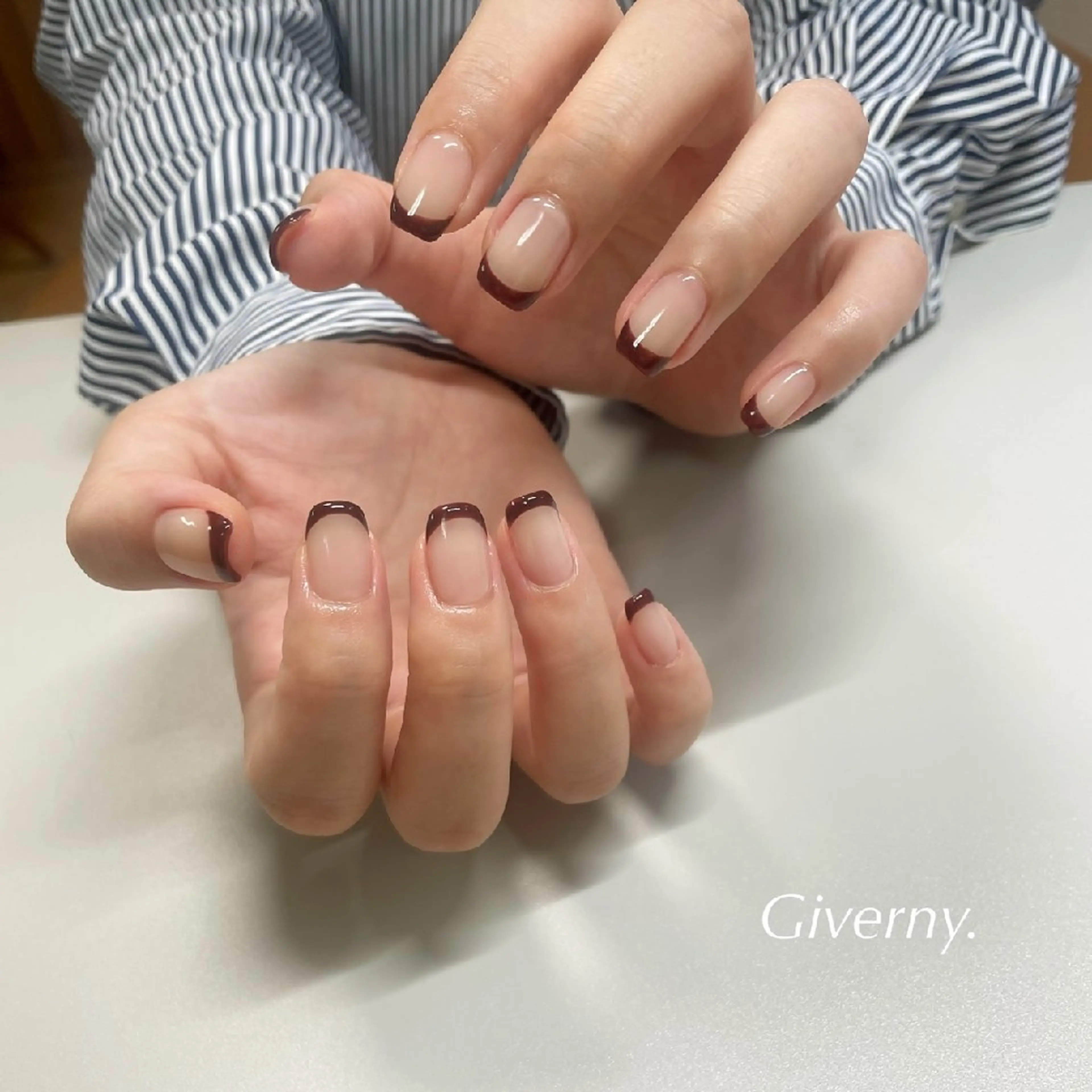 ネイル ボルドー フレンチネイル ハンドネイル Giverny .のネイルデザイン