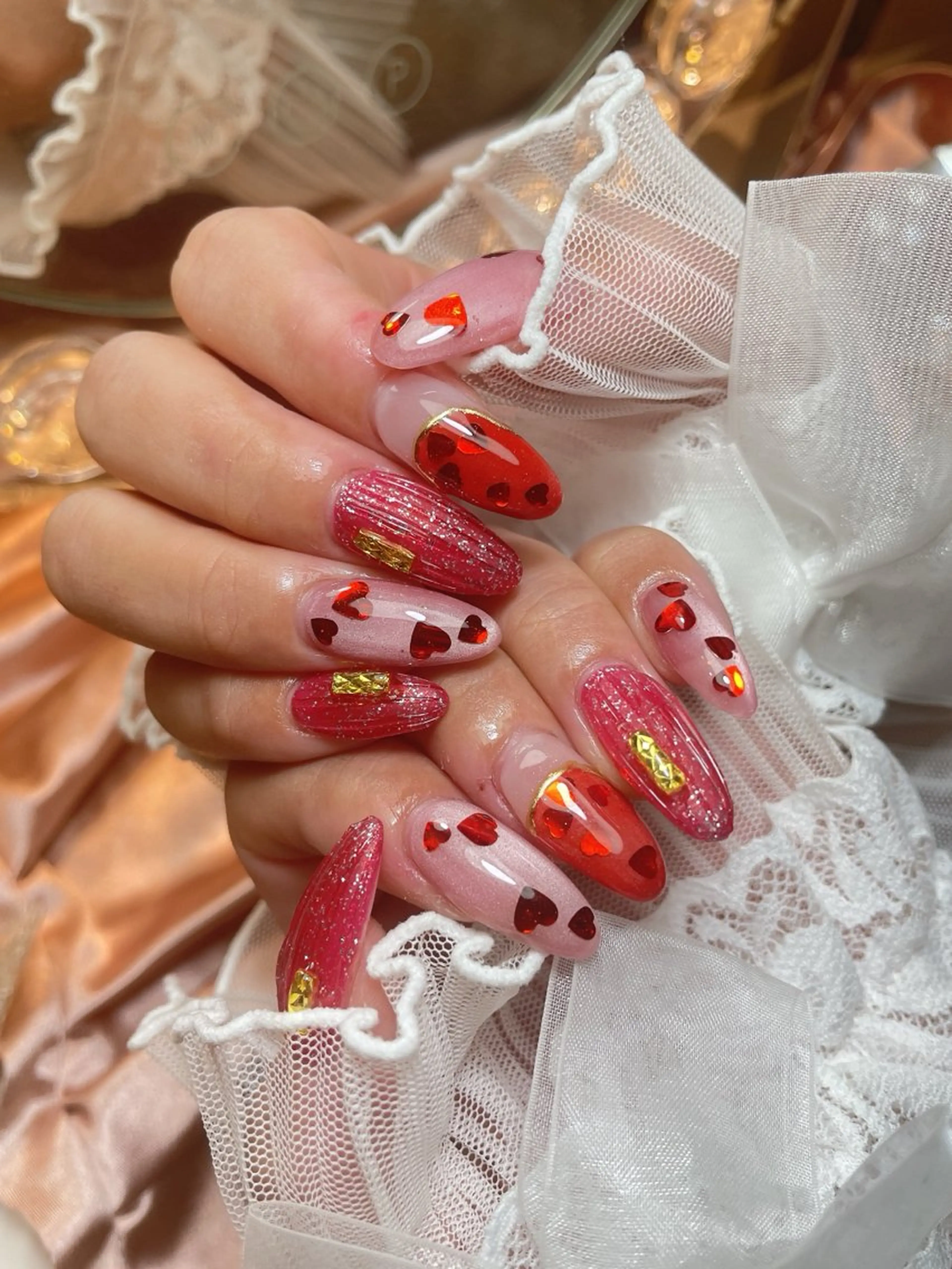 ネイル 23時まで❤︎韓国、 ワンホンネイルのネイルデザイン