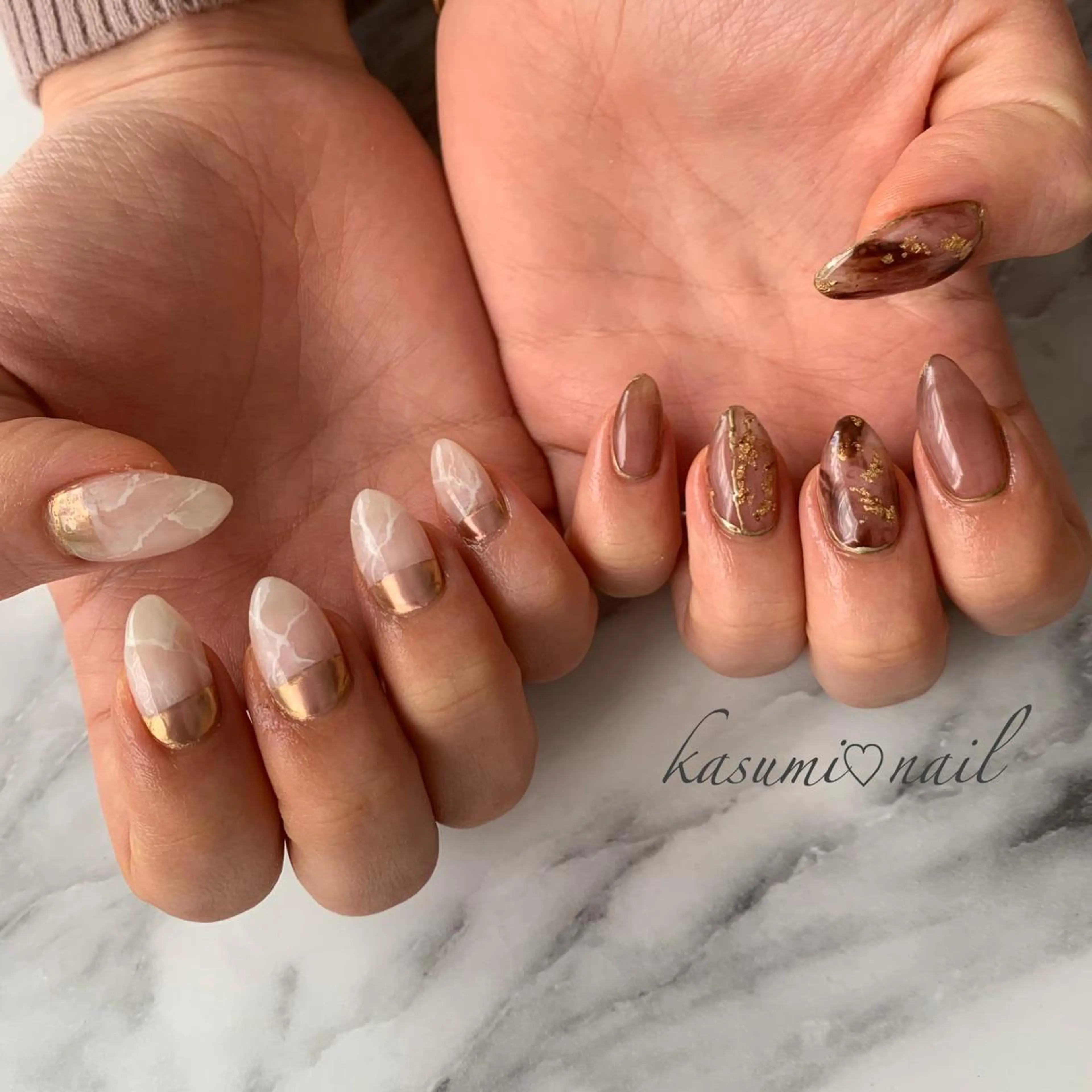 ネイル アートネイル フットネイル 大理石ネイル(マーブル) ミラーネイル ニュアンスネイル KASUMI♡ Nailのネイルデザイン