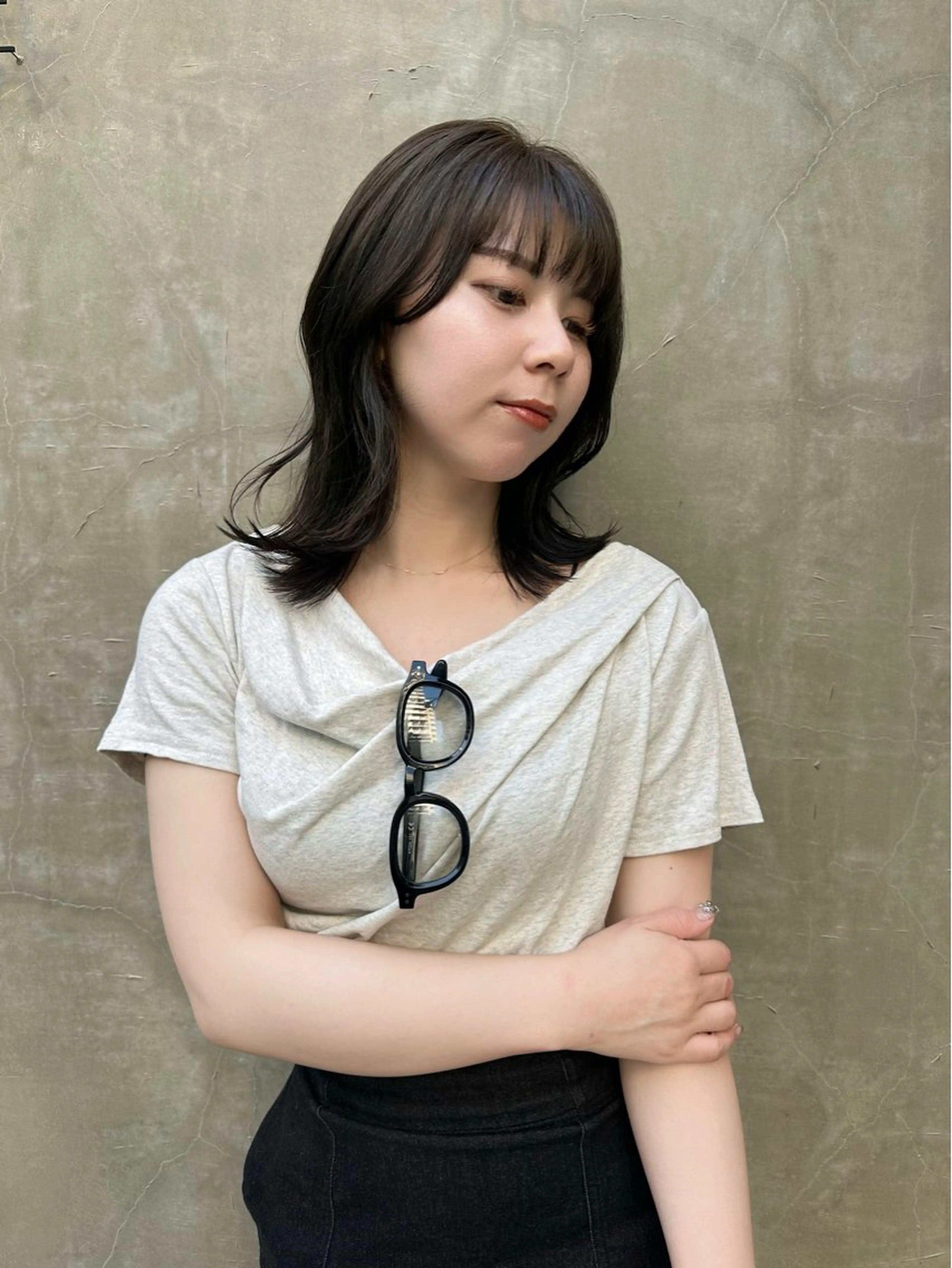 ミディアム カラー 韓国風ヘア レイヤーカット 小顔カット カット ヘアカラー トリートメント sato ayaka |透明感カラー🫧のヘアスタイル