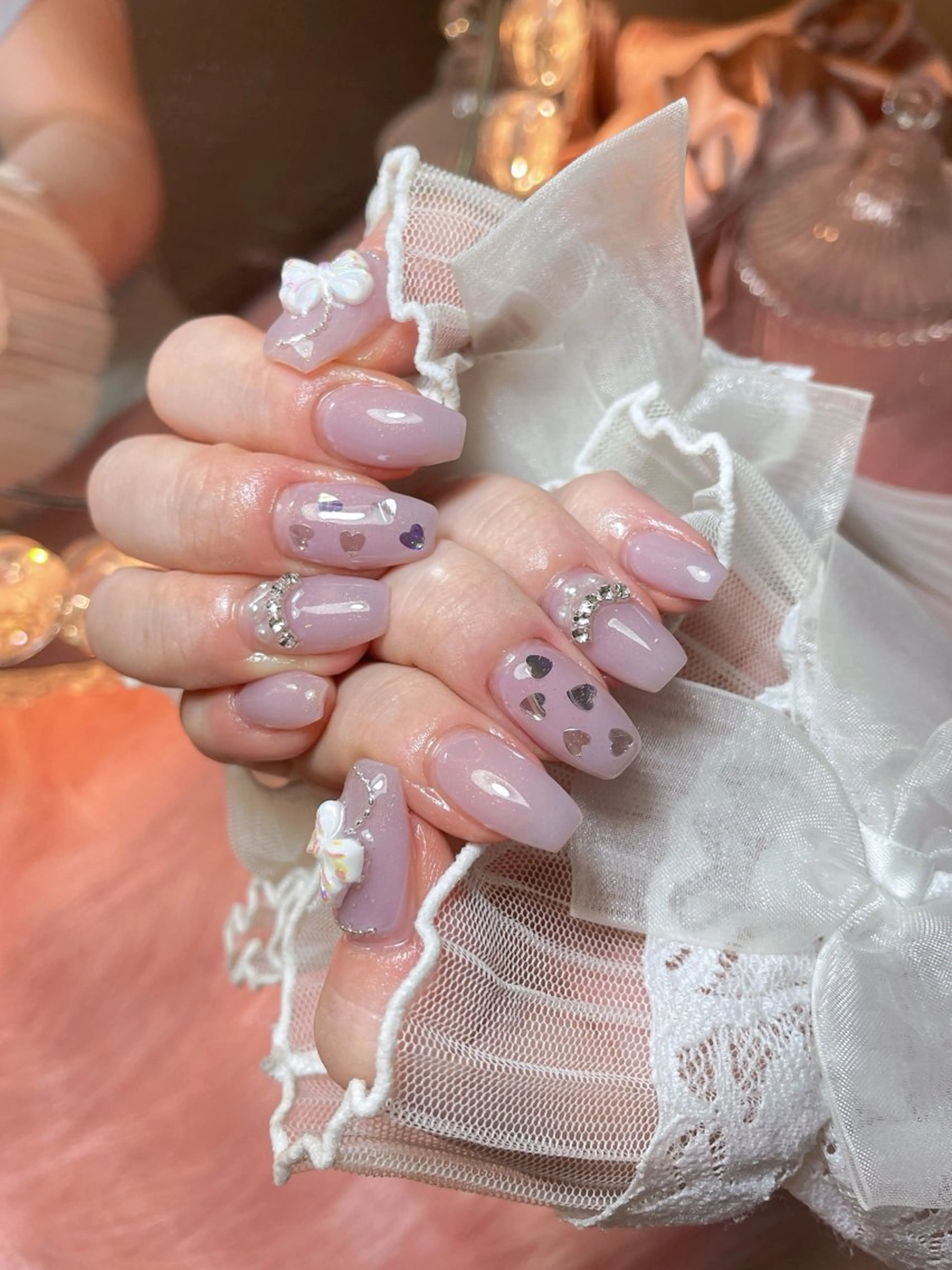 ネイル 23時まで❤︎韓国、 ワンホンネイルのネイルデザイン