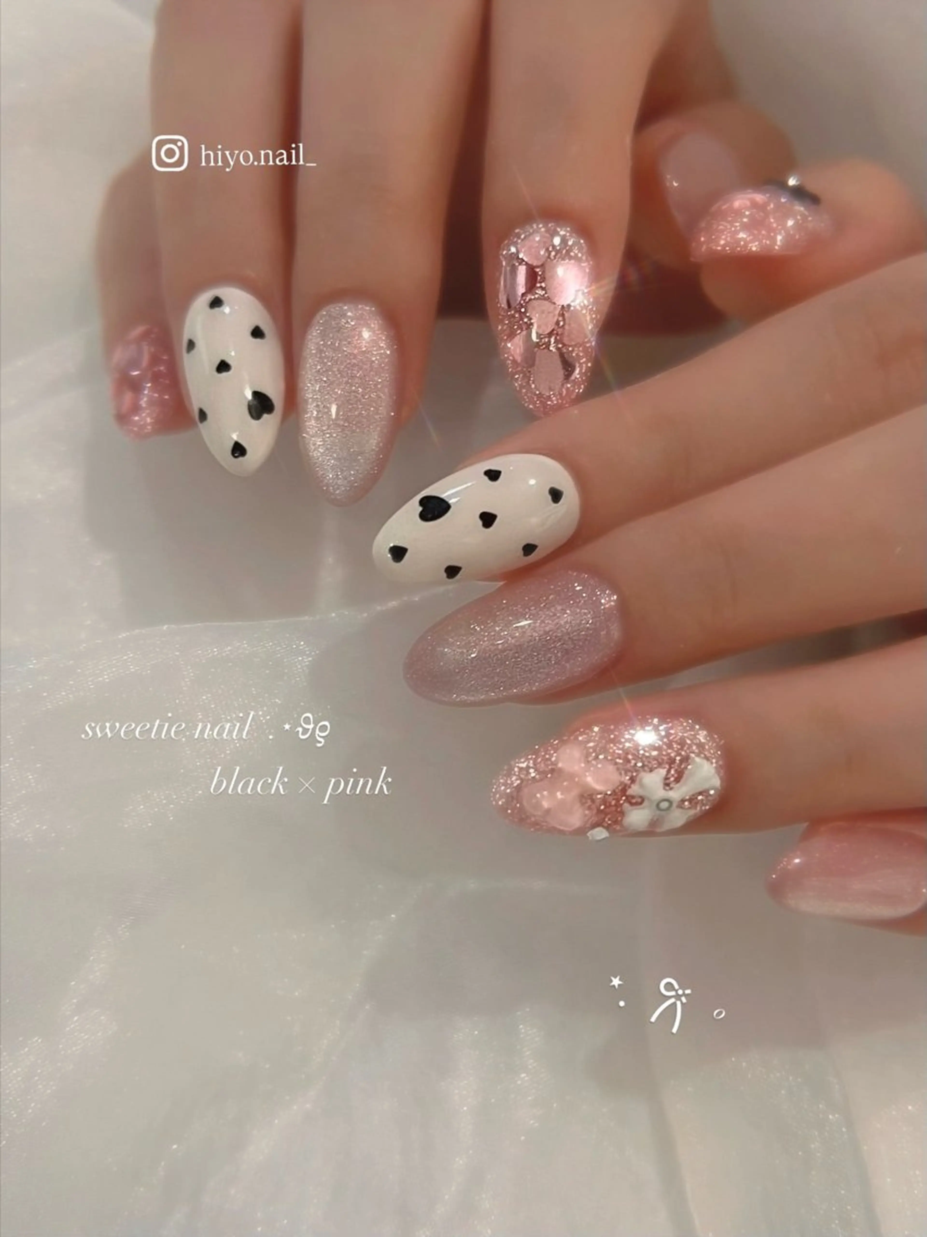 ネイル ハンドネイル ﾌｪﾐﾆﾝ/ｶﾞｰ ﾘｰ🤍hiyo🎀のネイルデザイン