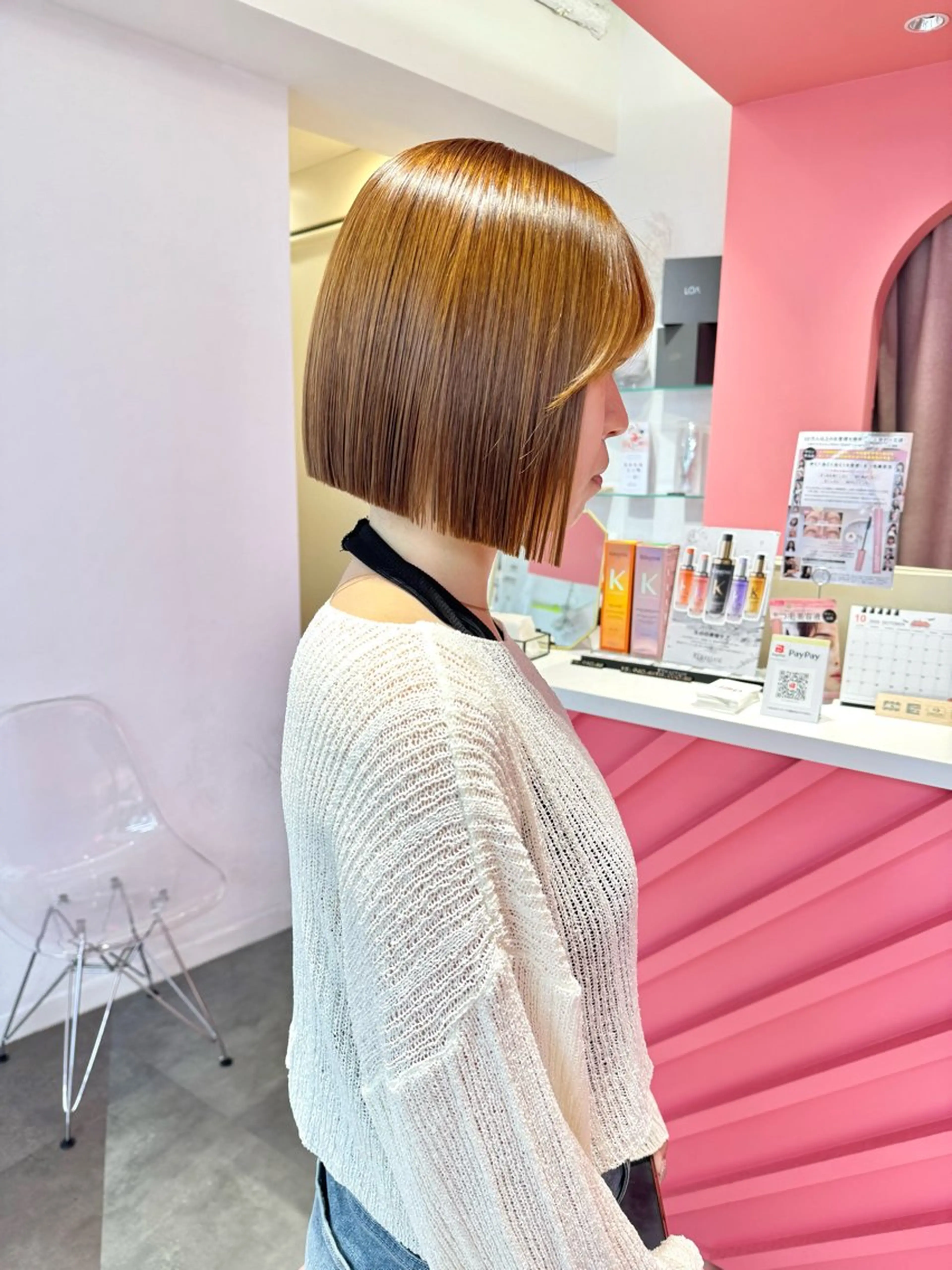 ショート カラー カット ヘアカラー 縮毛矯正 トリートメント 莉乃/縮毛矯正/髪質 改善/艶カラーのヘアスタイル