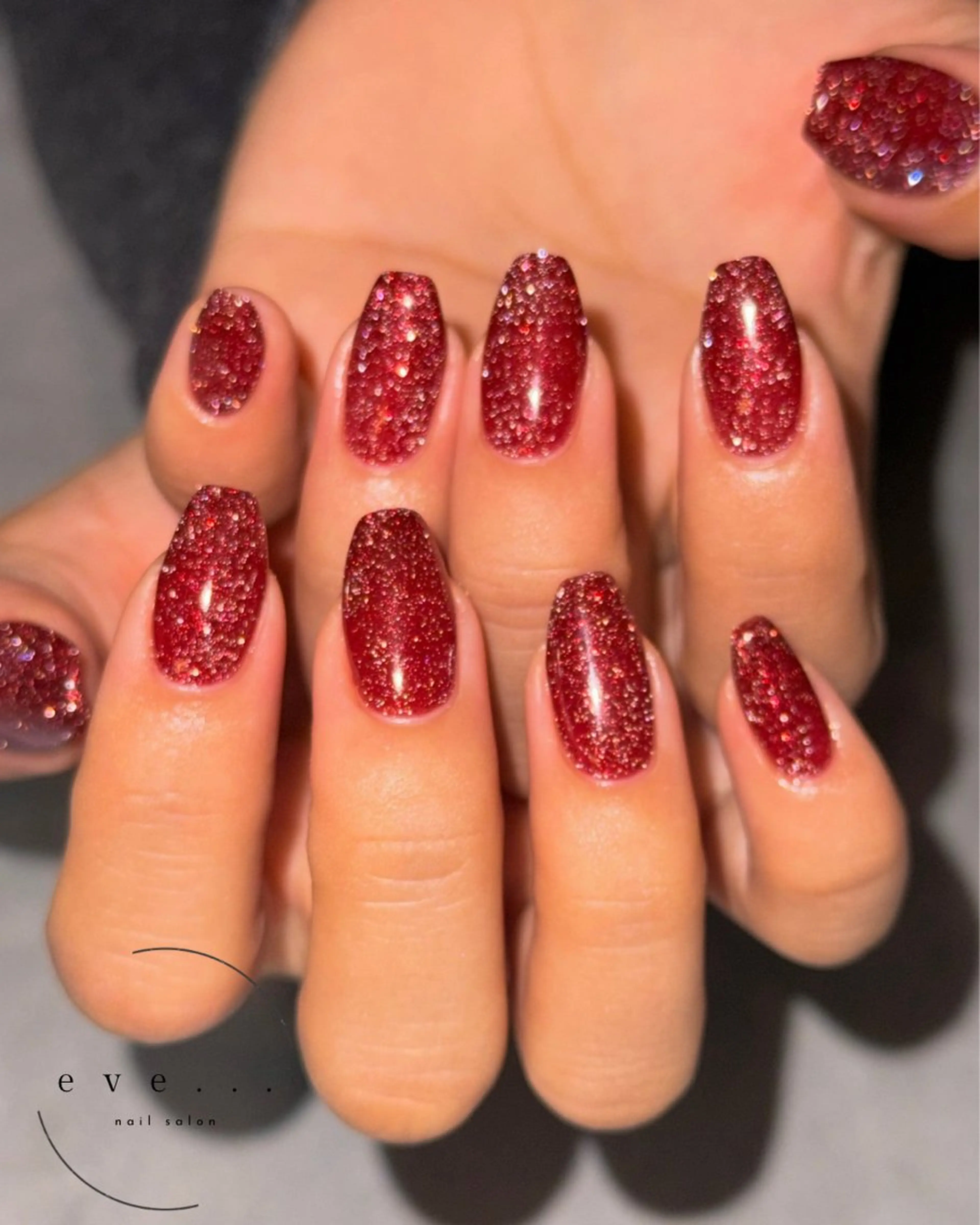 ネイル ボルドー フラッシュネイル ハンドネイル nail salon eve...のネイルデザイン