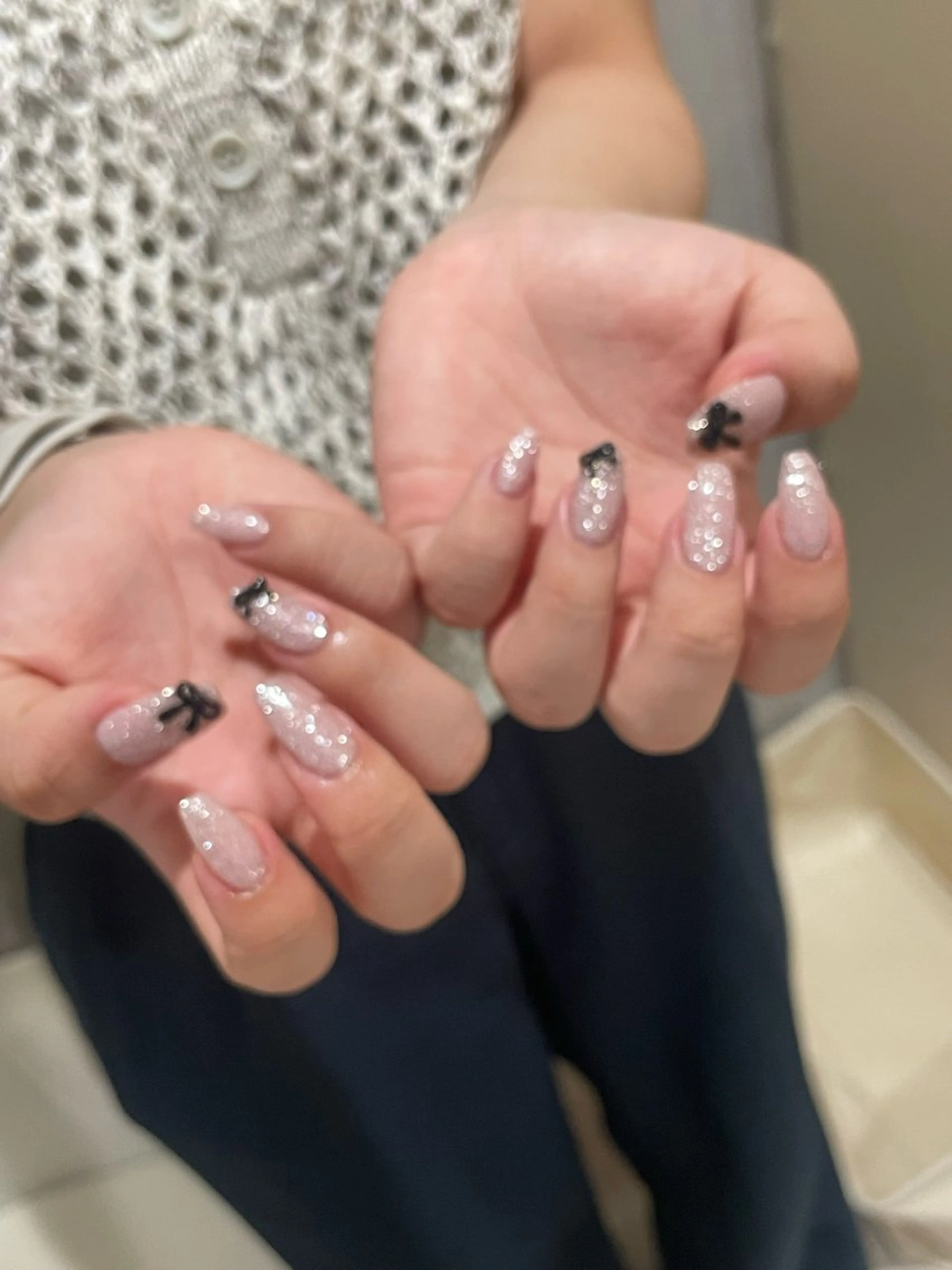 ネイル キラキラネイル リボン nail salon CIELのネイルデザイン