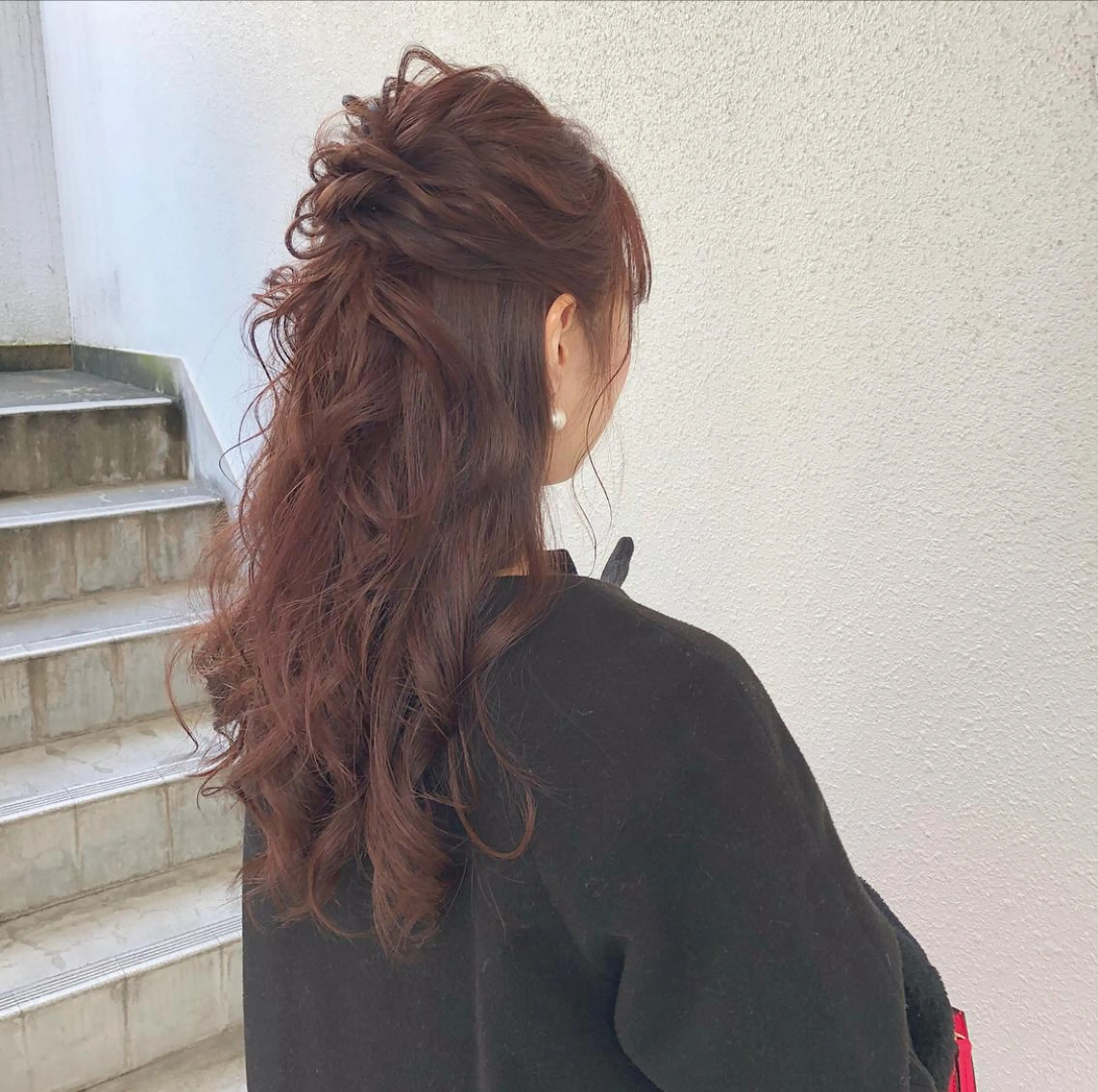 ロング カラー ヘアアレンジ ハーフアップ ピンクカラー autre所属・大久保 ひでなりのヘアスタイル