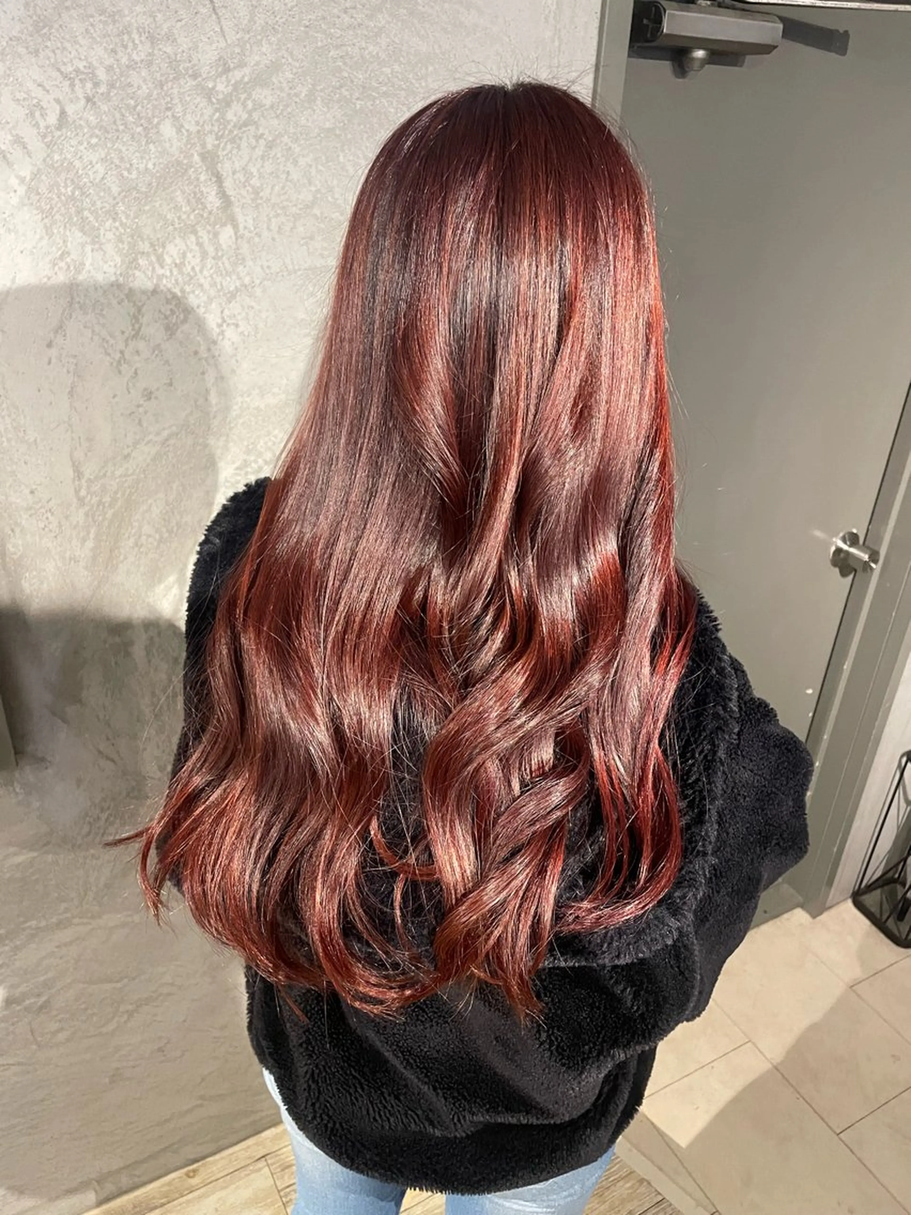 ロング カラー ピンクカラー マツナガ トモコのヘアスタイル