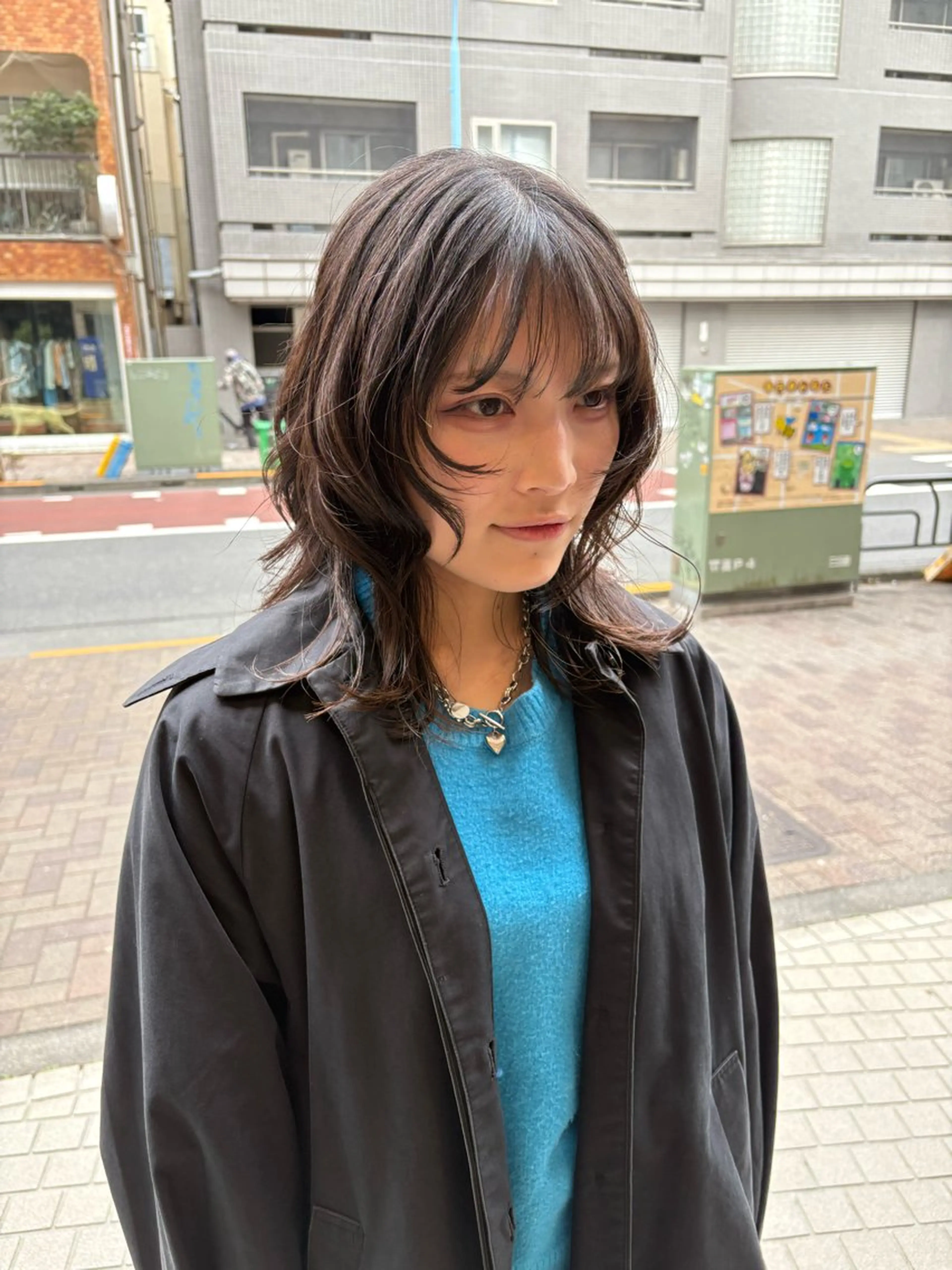 ミディアム カラー 顔まわりレイヤー レイヤーカット 似合わせカット 小顔カット カット ヘアカラー トリートメント 顔まわりレイヤー/ ボブ/atsumiのヘアスタイル