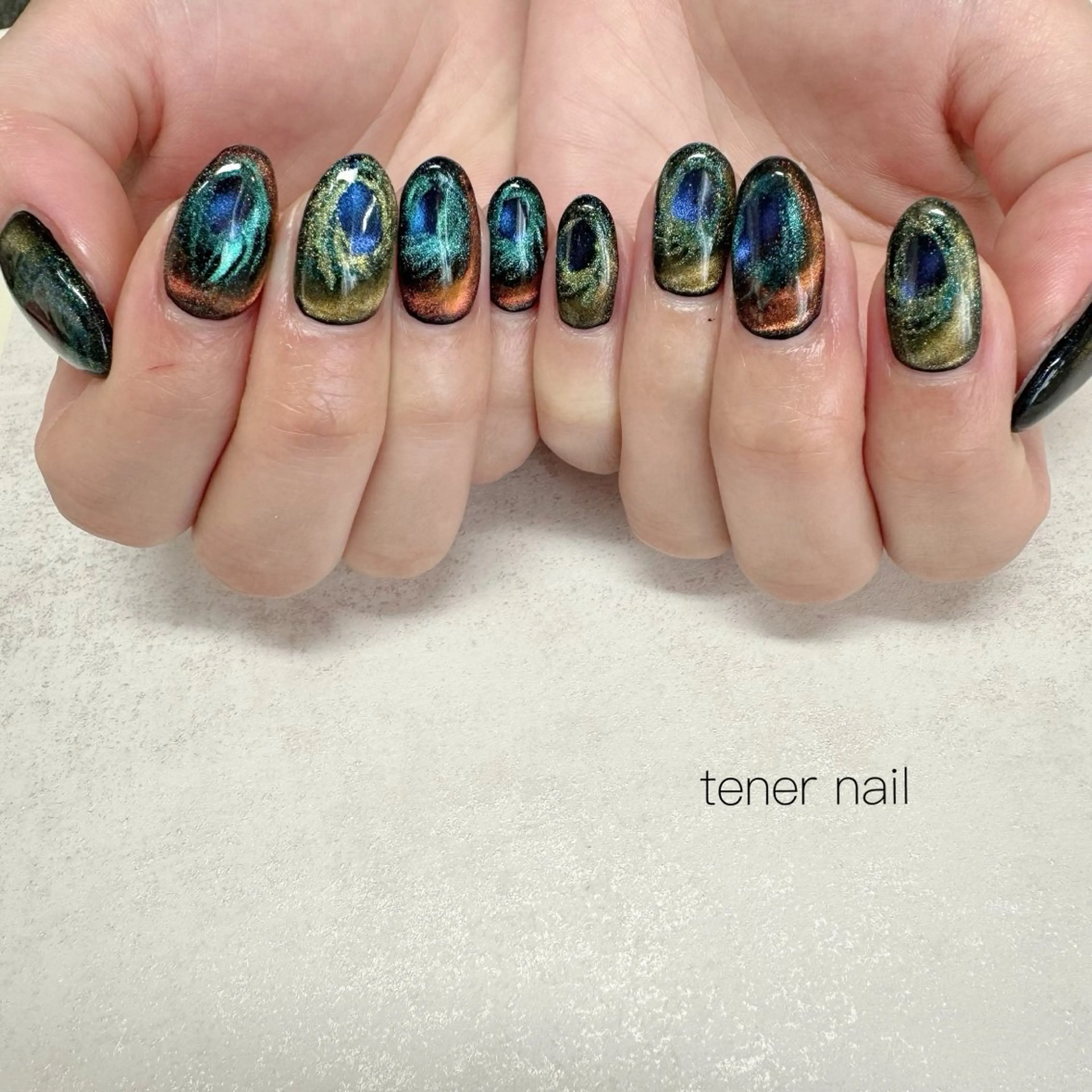 ネイル ピーコックネイル ハンドネイル tener  nail  テネルネイル所属・テネルネイル tener nailのネイルデザイン