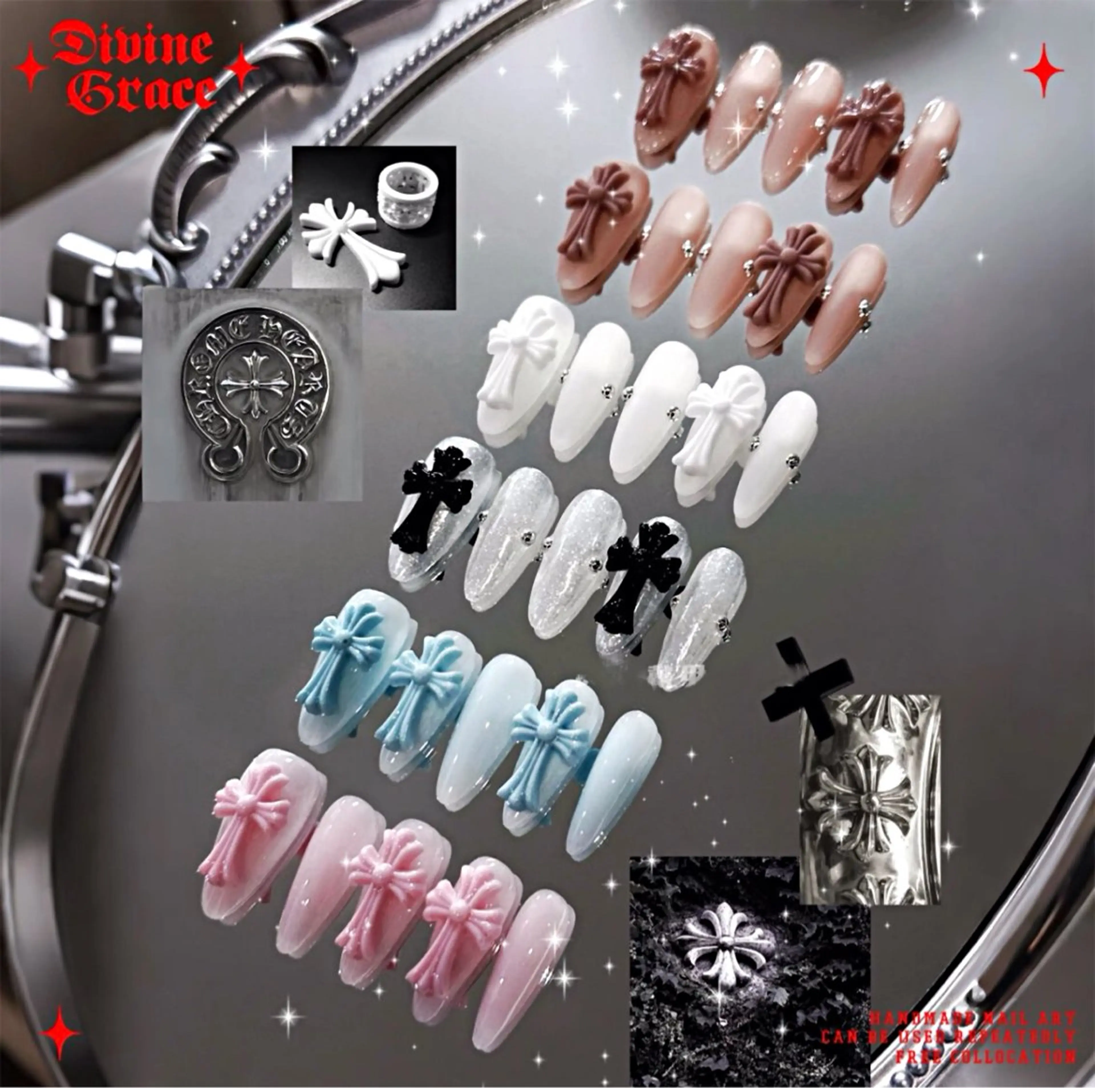 [爆発大人気]ビッグクロム定額デザイン(チップスカルプ) カラー変更可能の写真