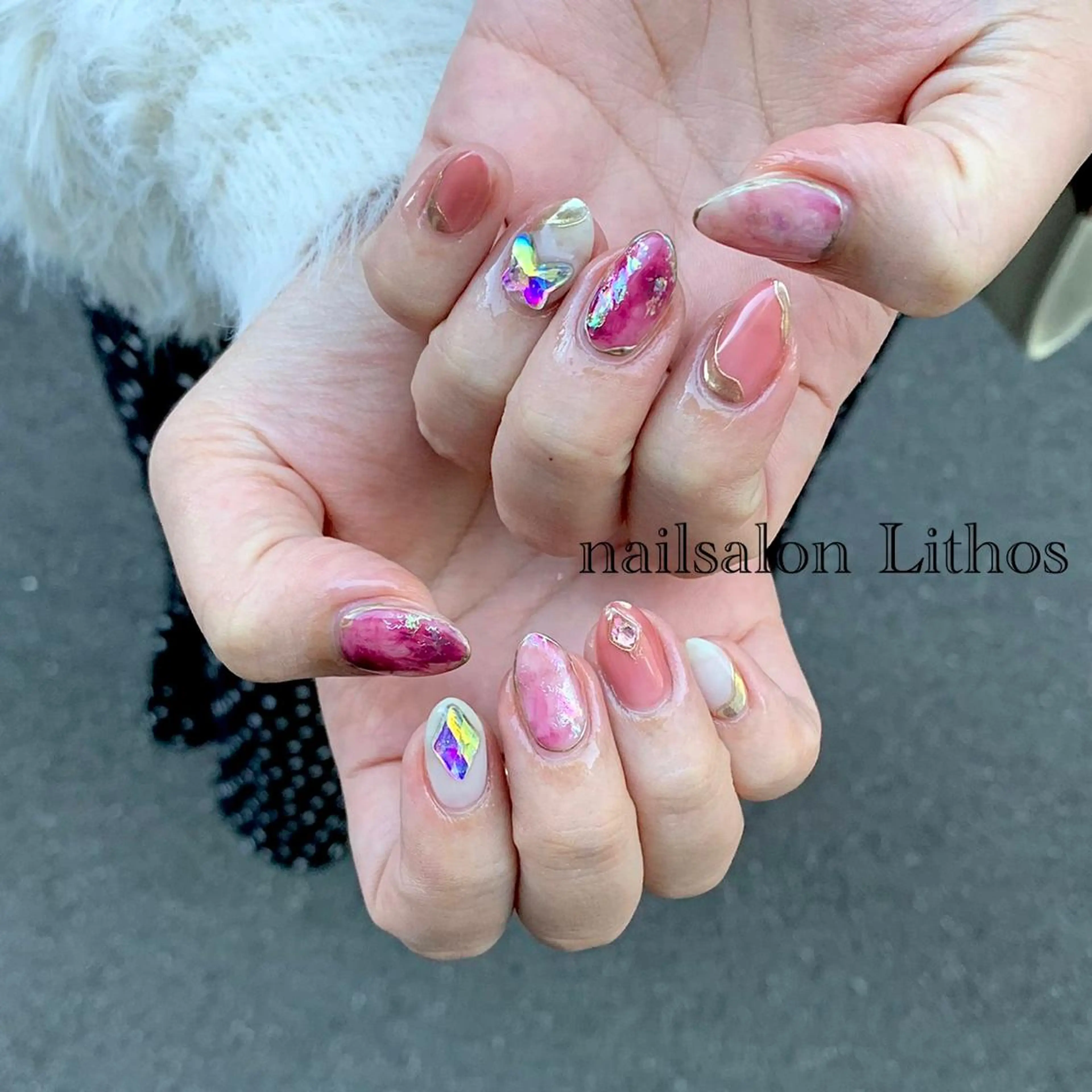ネイル アートネイル キラキラネイル ハンドネイル nailsalon Lithos所属・nailsalon Recontreのネイルデザイン