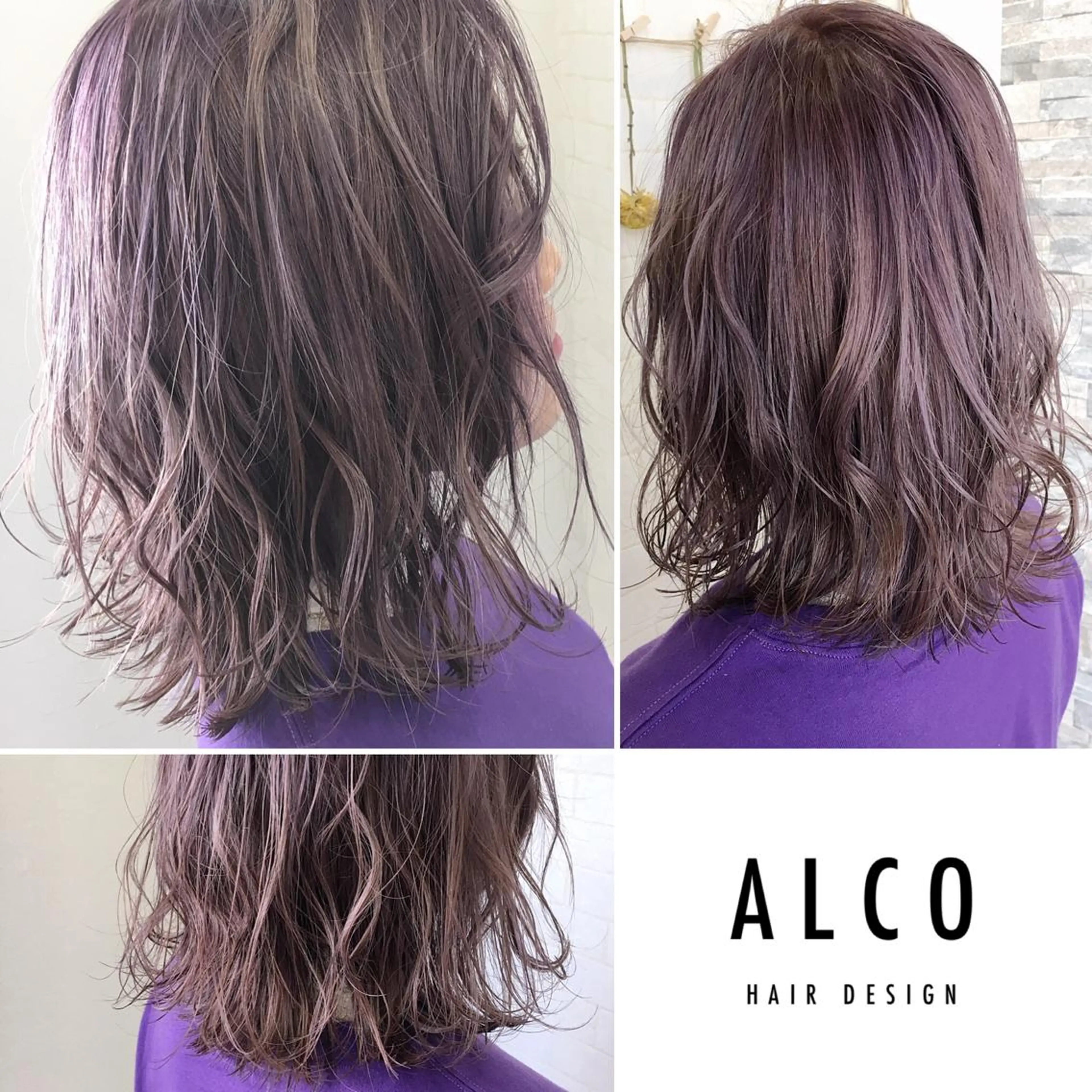 ミディアム カラー ブリーチ ケアブリーチ ラベンダーカラー ラベンダーグレー ワタイショウタ 髪質改善✨眉毛サロンのヘアスタイル