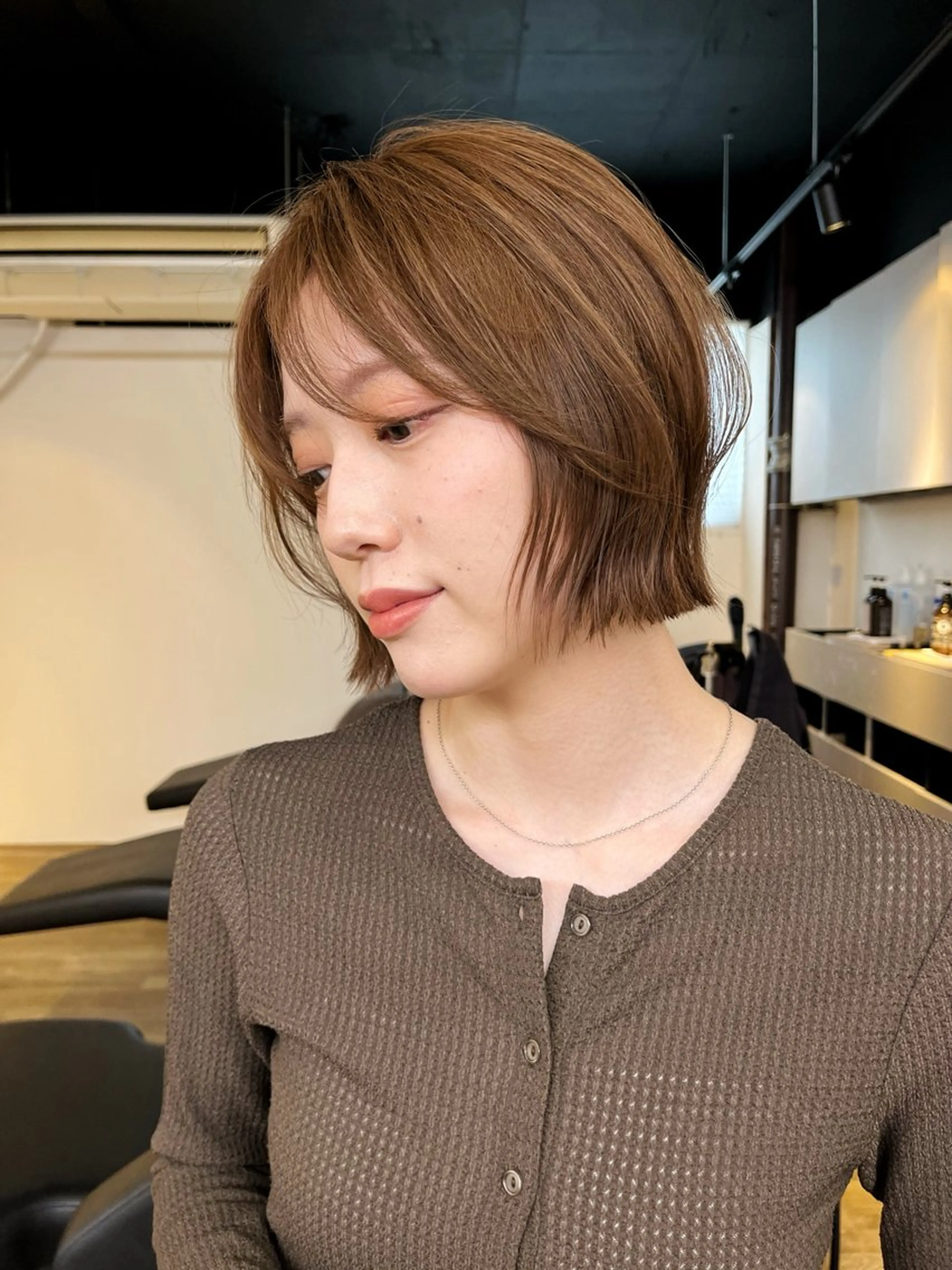 ショート ボブレイヤー ボブ レイヤーカット 加藤好/メンズ/ボブ /暖色カラー🍒🧡のヘアスタイル