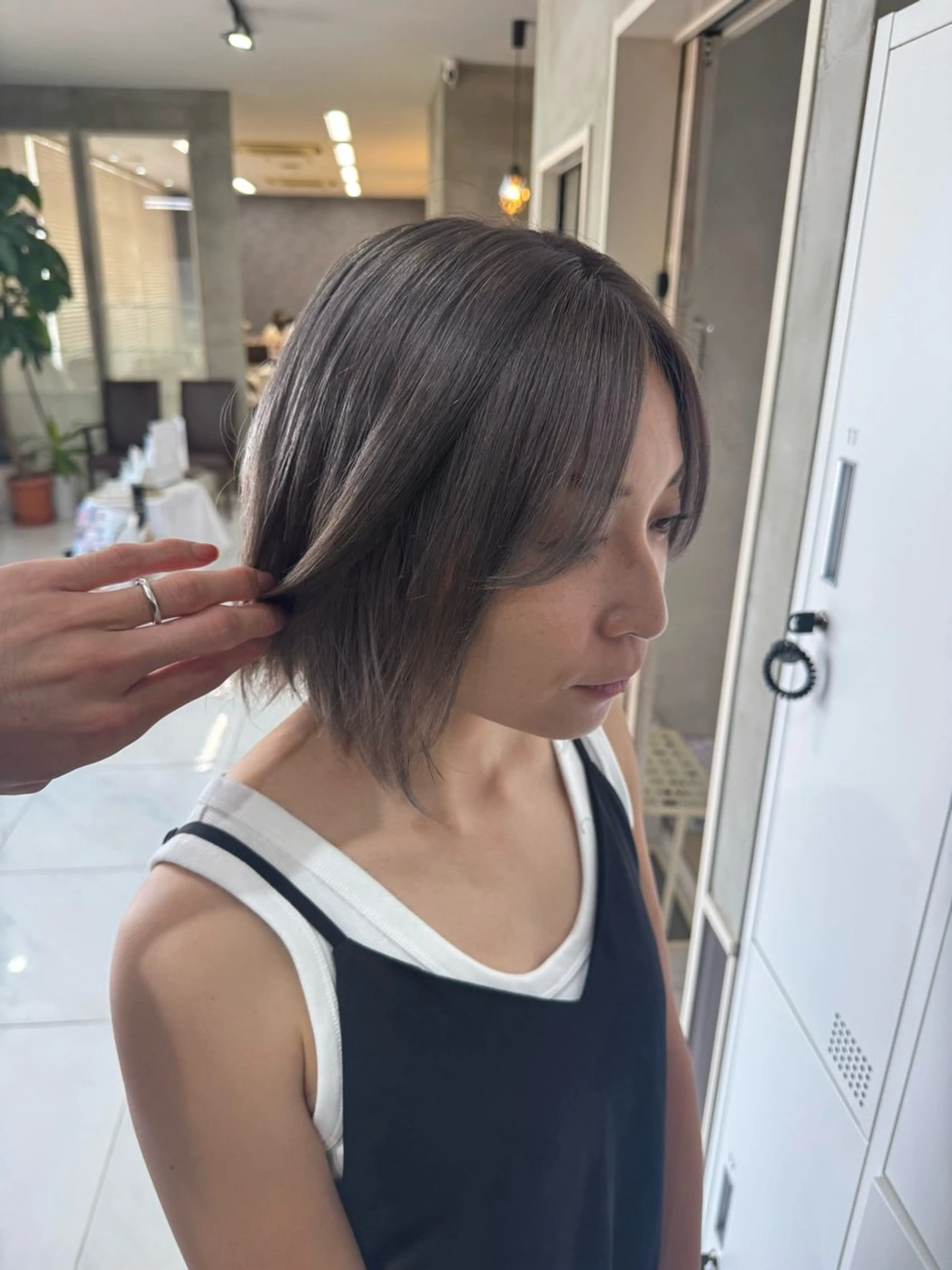 ミディアム カラー ブリーチ ケアブリーチ グレージュ グランデュール焼津 SEIRYU🐉のヘアスタイル