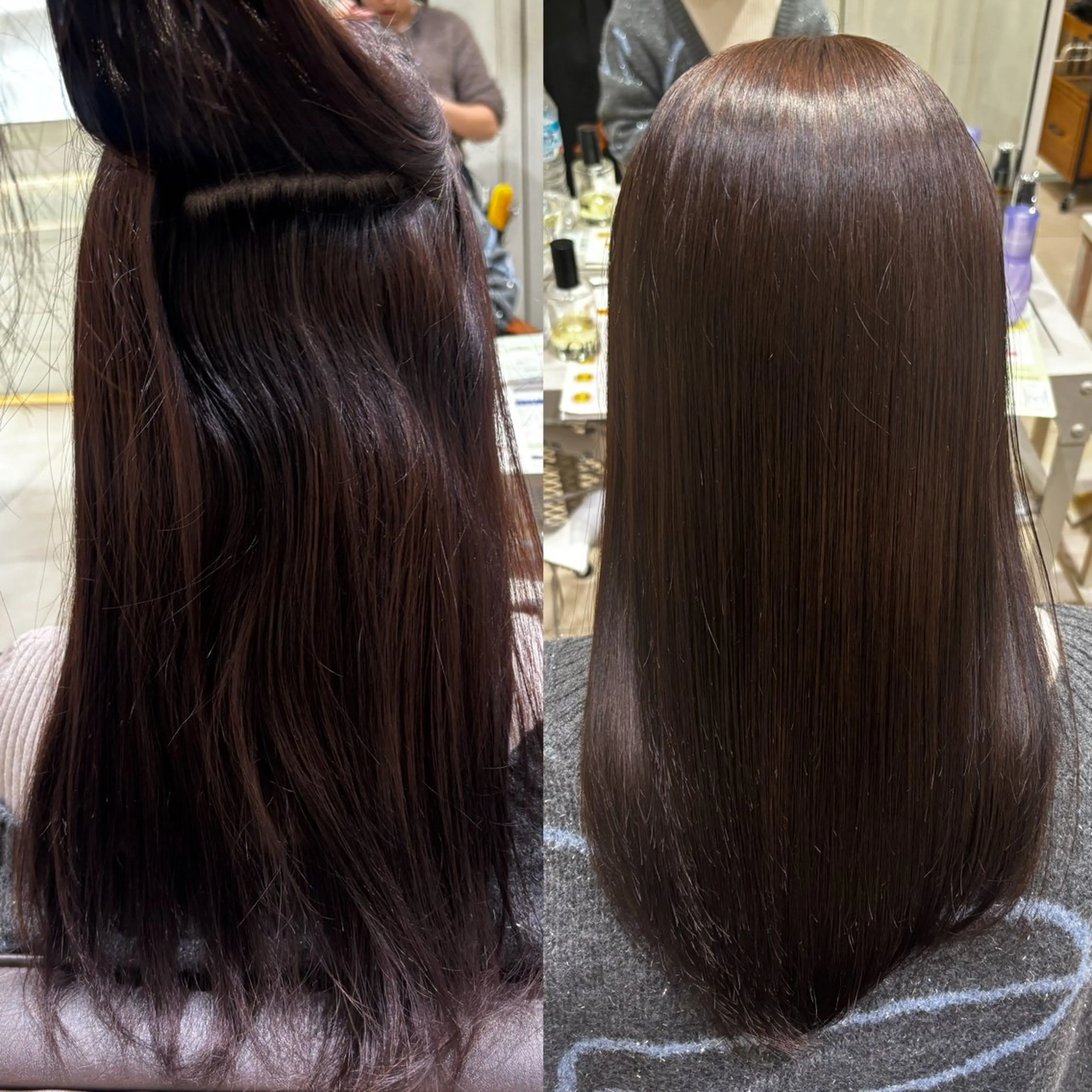 セミロング 縮毛矯正 トリートメント 髪質改善/まつパ👀 himari🌻のヘアスタイル