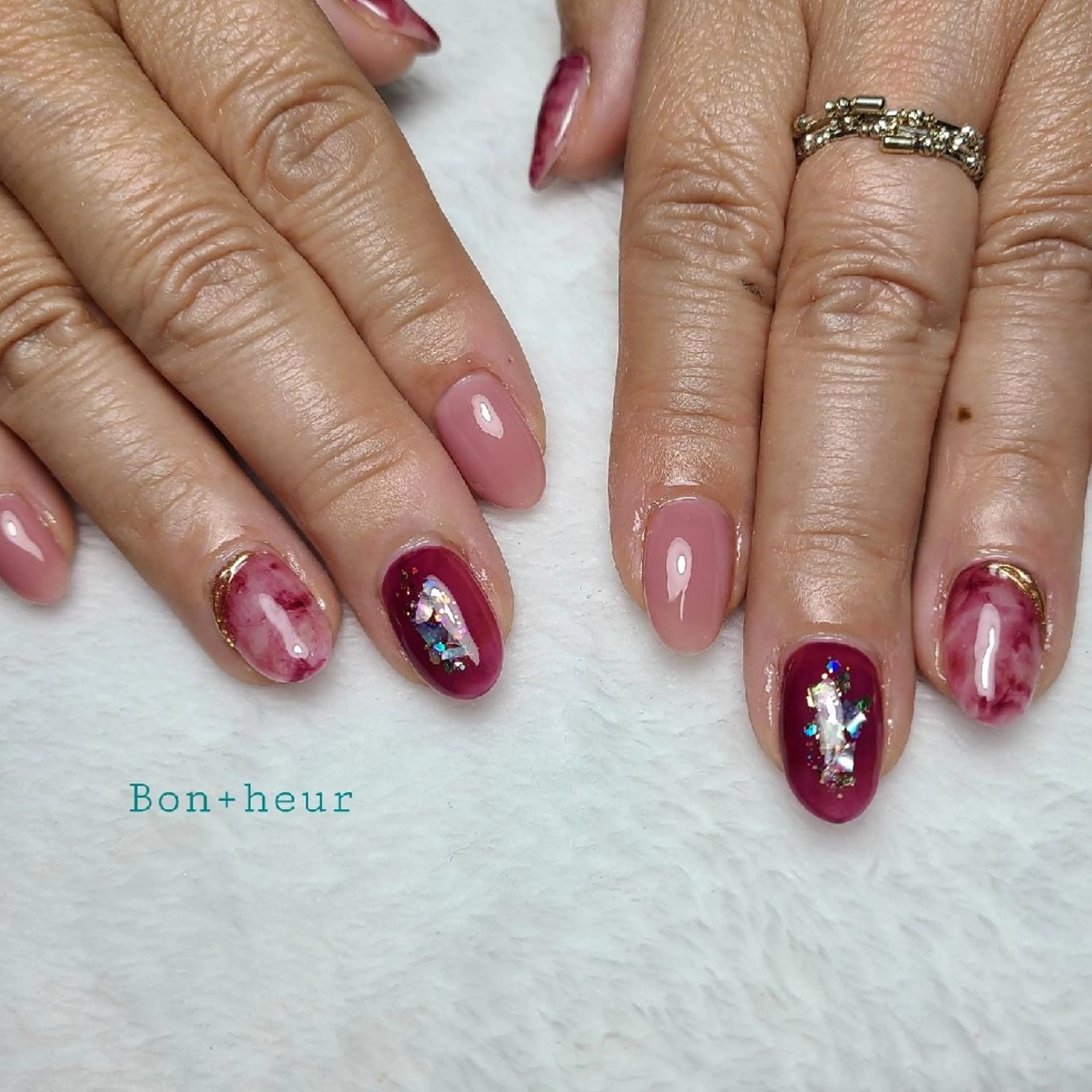 ネイル アートネイル クリアネイル ジェルネイル ラメ(グリッター) 大理石ネイル(マーブル) ハンドネイル 宮口 紗子のネイルデザイン