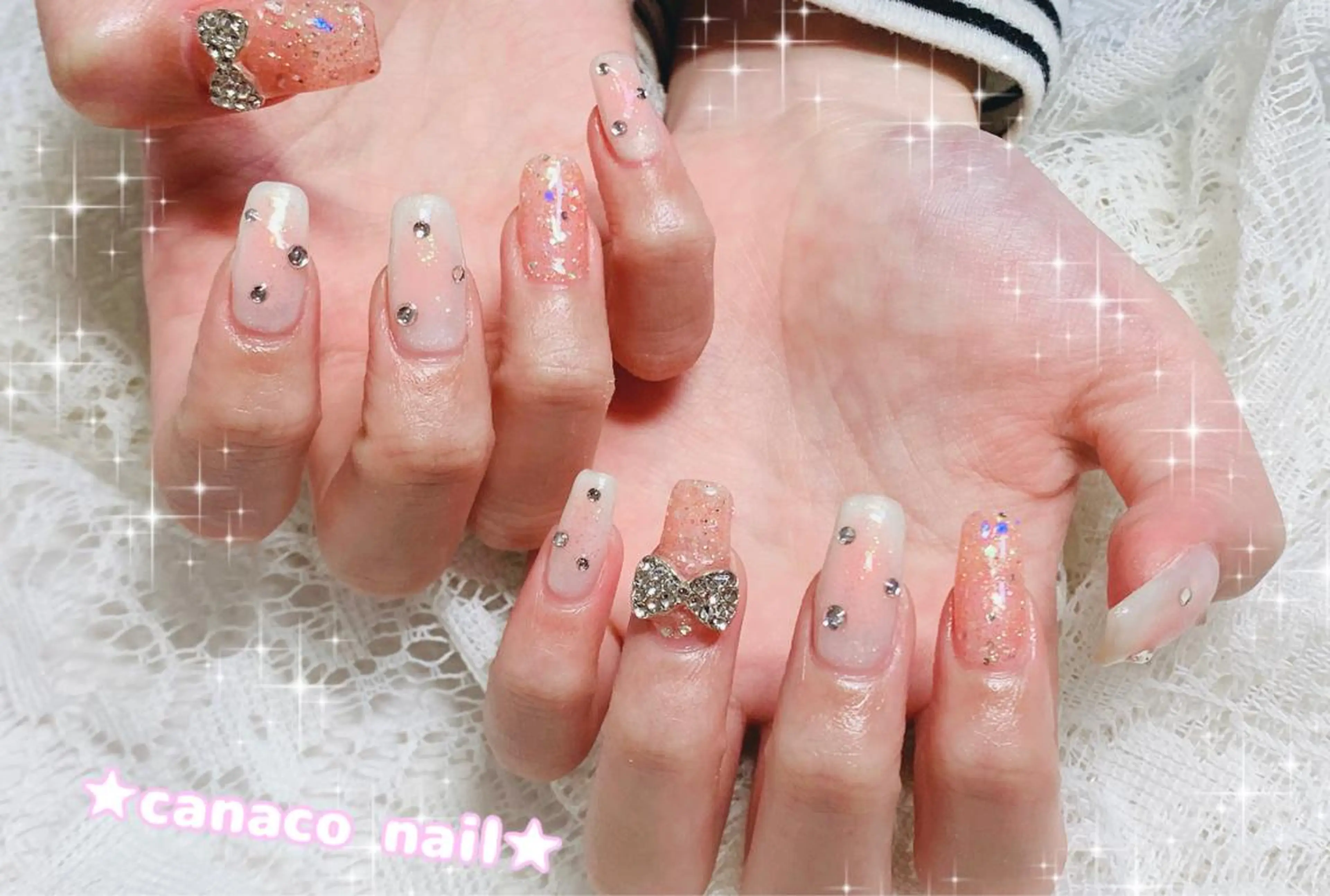 ネイル アートネイル チークネイル ジェルネイル キラキラネイル パラジェル Felice所属・ベテランネイル cnc  nailのネイルデザイン