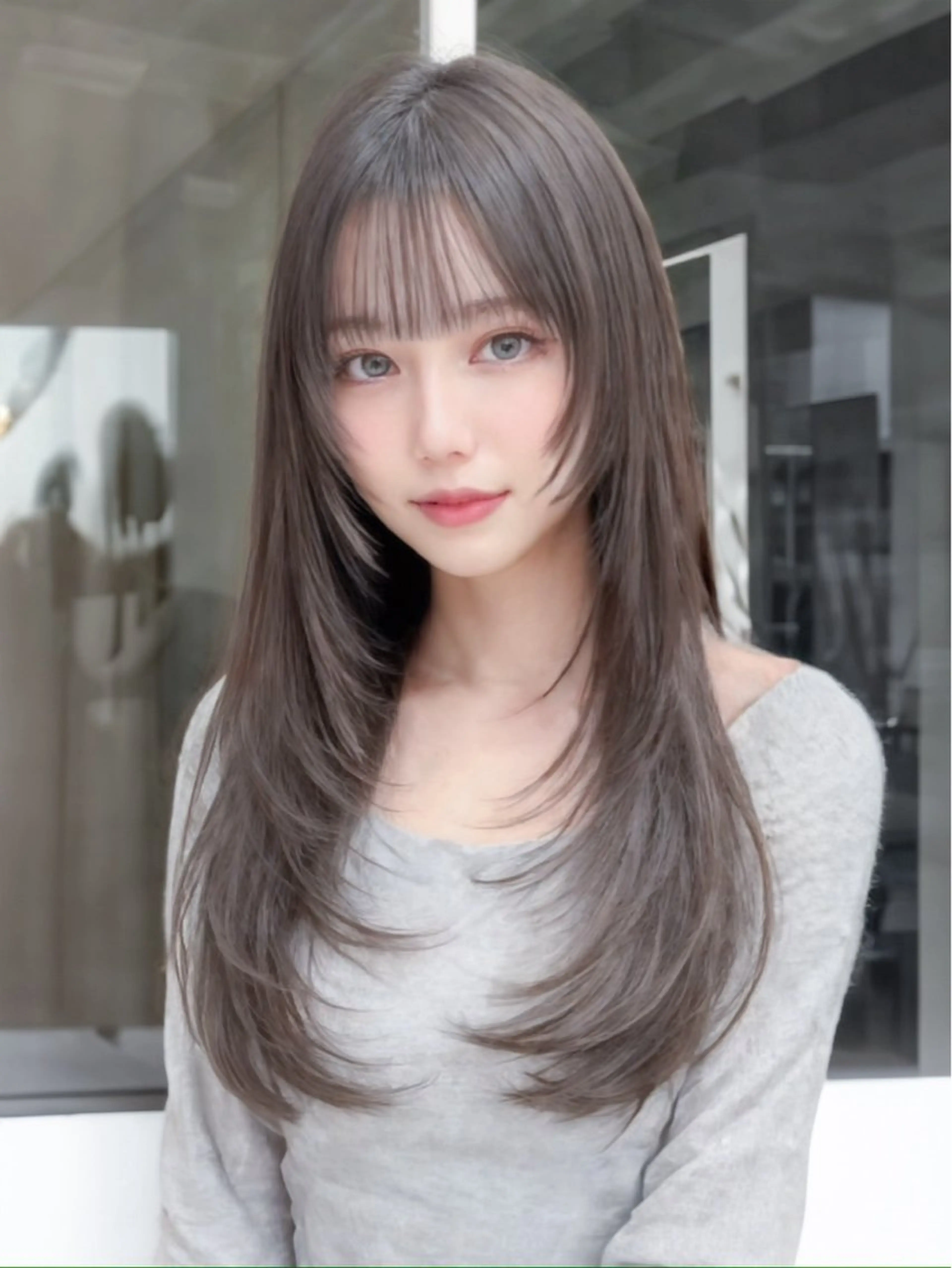 ロング カット ヘアカラー トリートメント 韓国風cut/ 縮毛矯正/正岡幹康のヘアスタイル