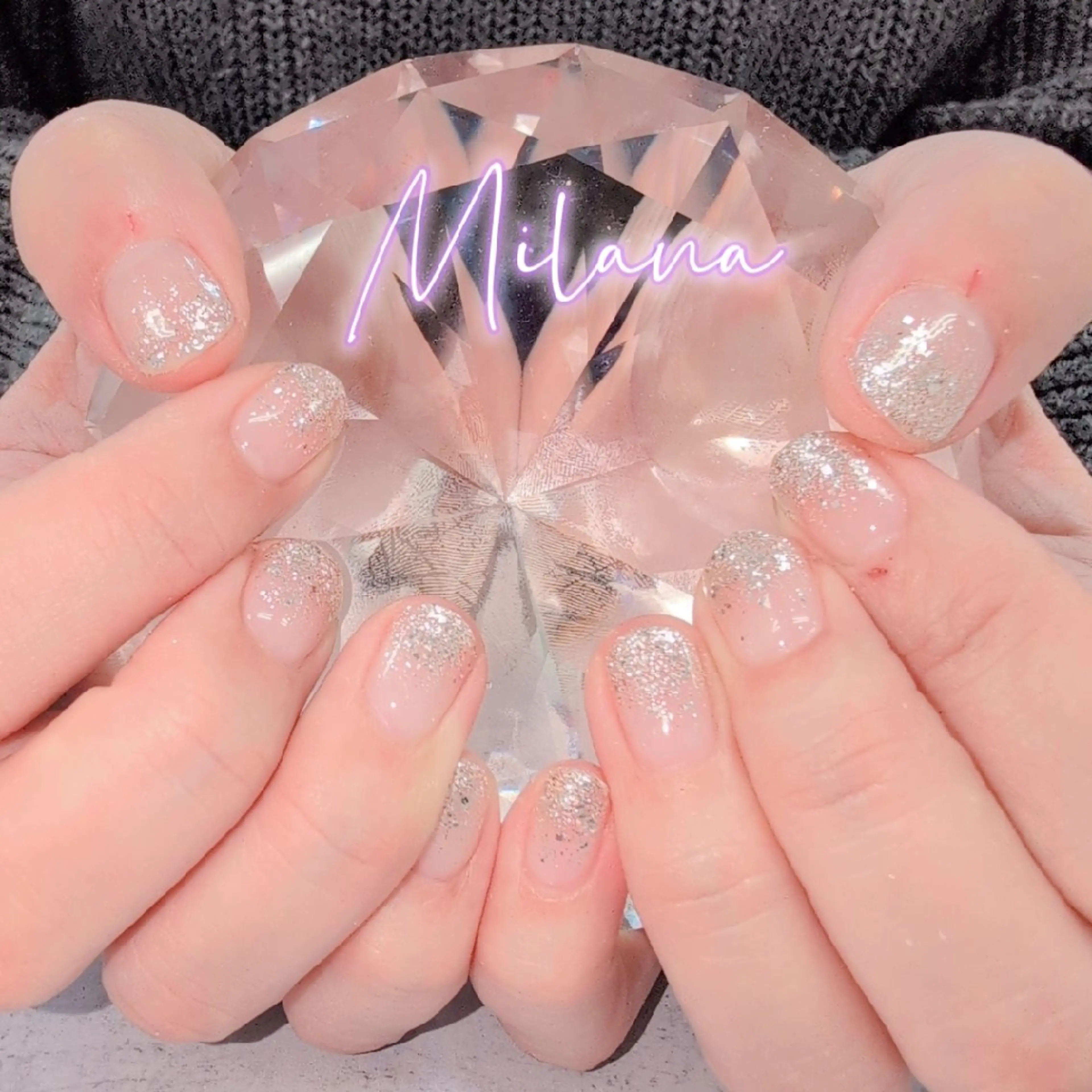 ネイル グラデーション ラメ(グリッター) ラメグラデーション ハンドネイル Milana 川瀬のネイルデザイン