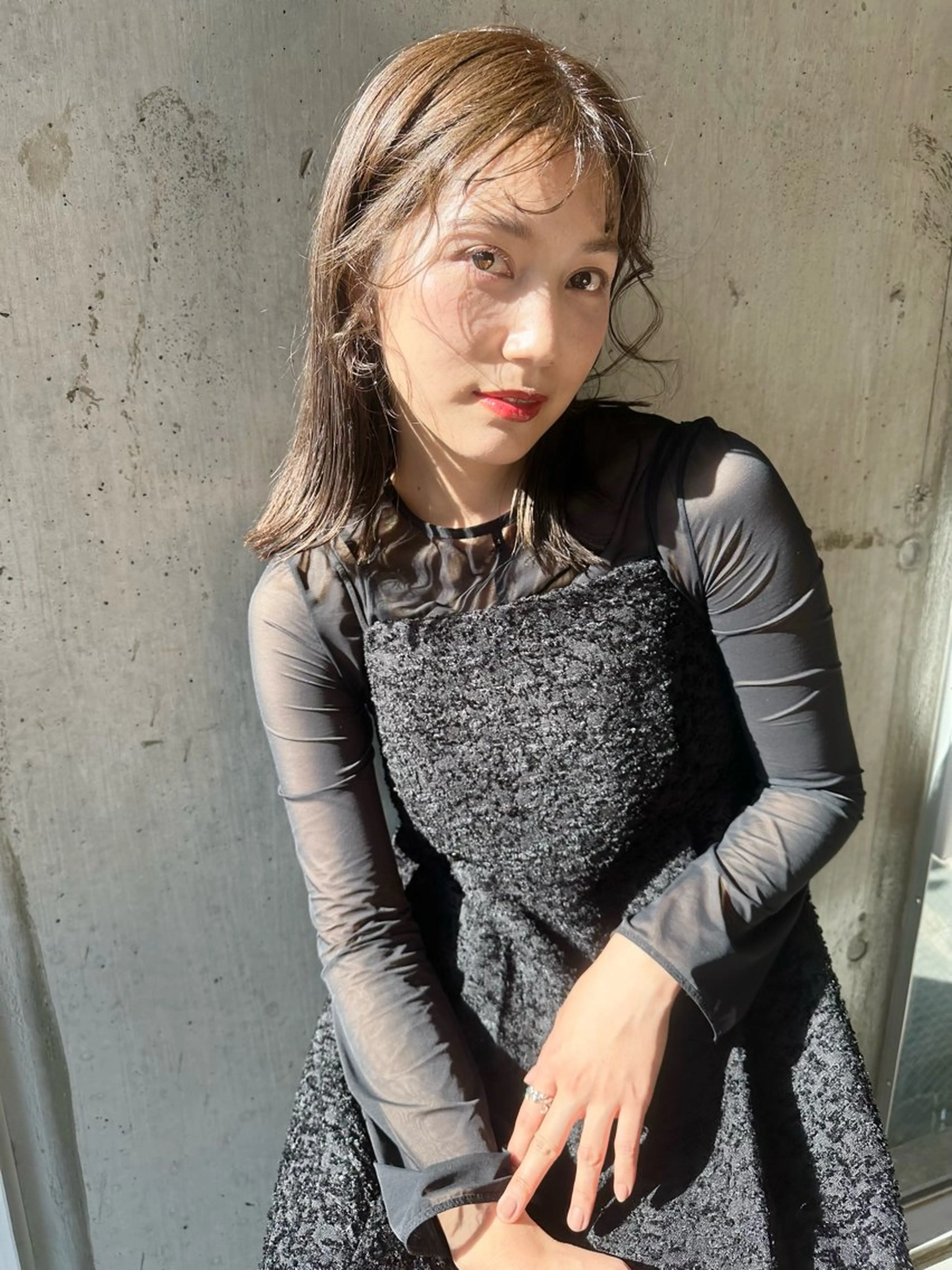 ミディアム カラー 透明感カラー 顔周りカット 髪質改善 似合わせカット 園田あずさ/髪質改善 /透明感カラーのヘアスタイル