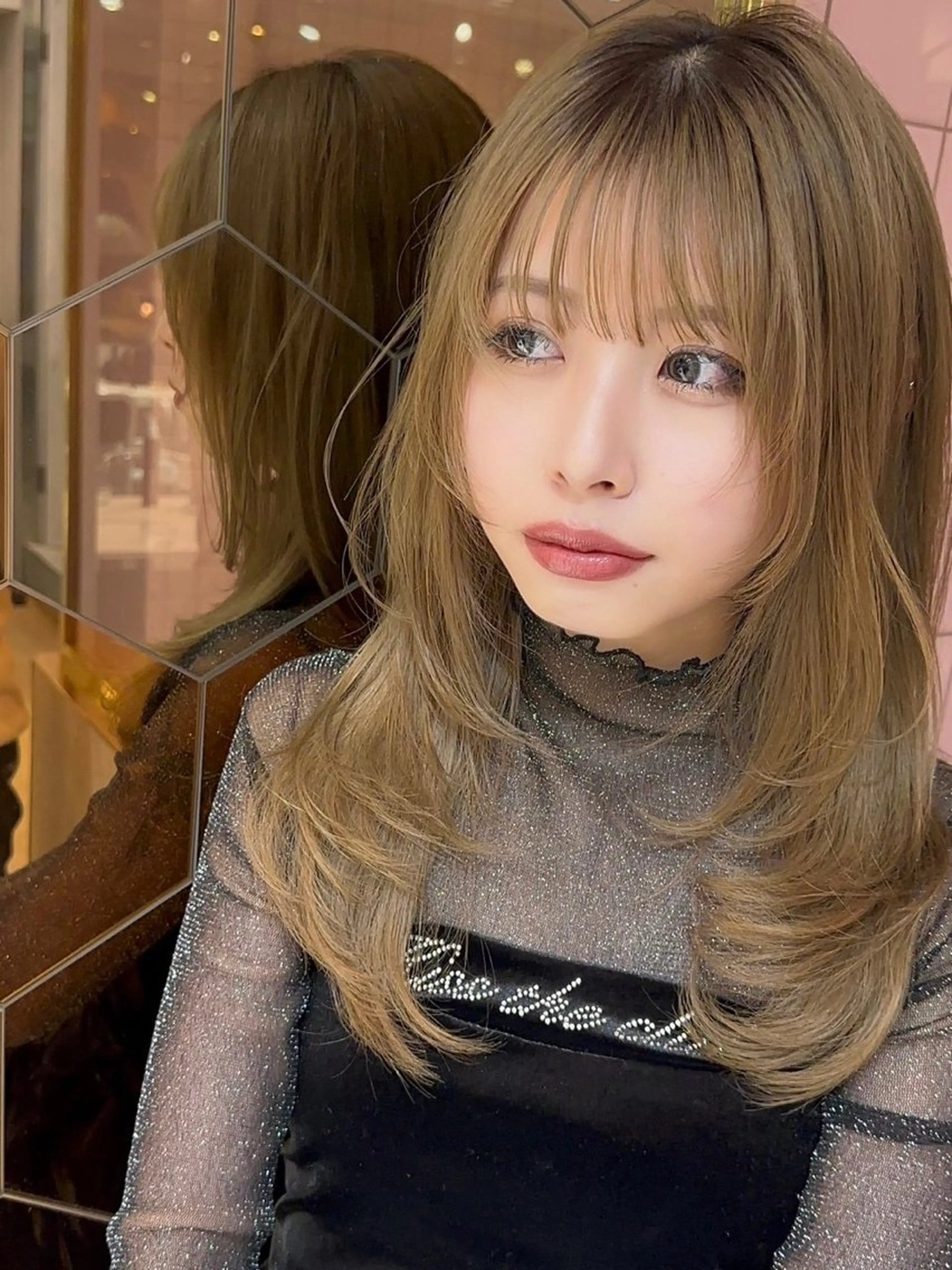 ミディアム 髪質改善 韓国風ヘア レイヤーカット ウルフカット ウルフレイヤー カット ヘアカラー トリートメント ボブ/レイヤーボブ/ 髪質改善/梶川 夏季のヘアスタイル