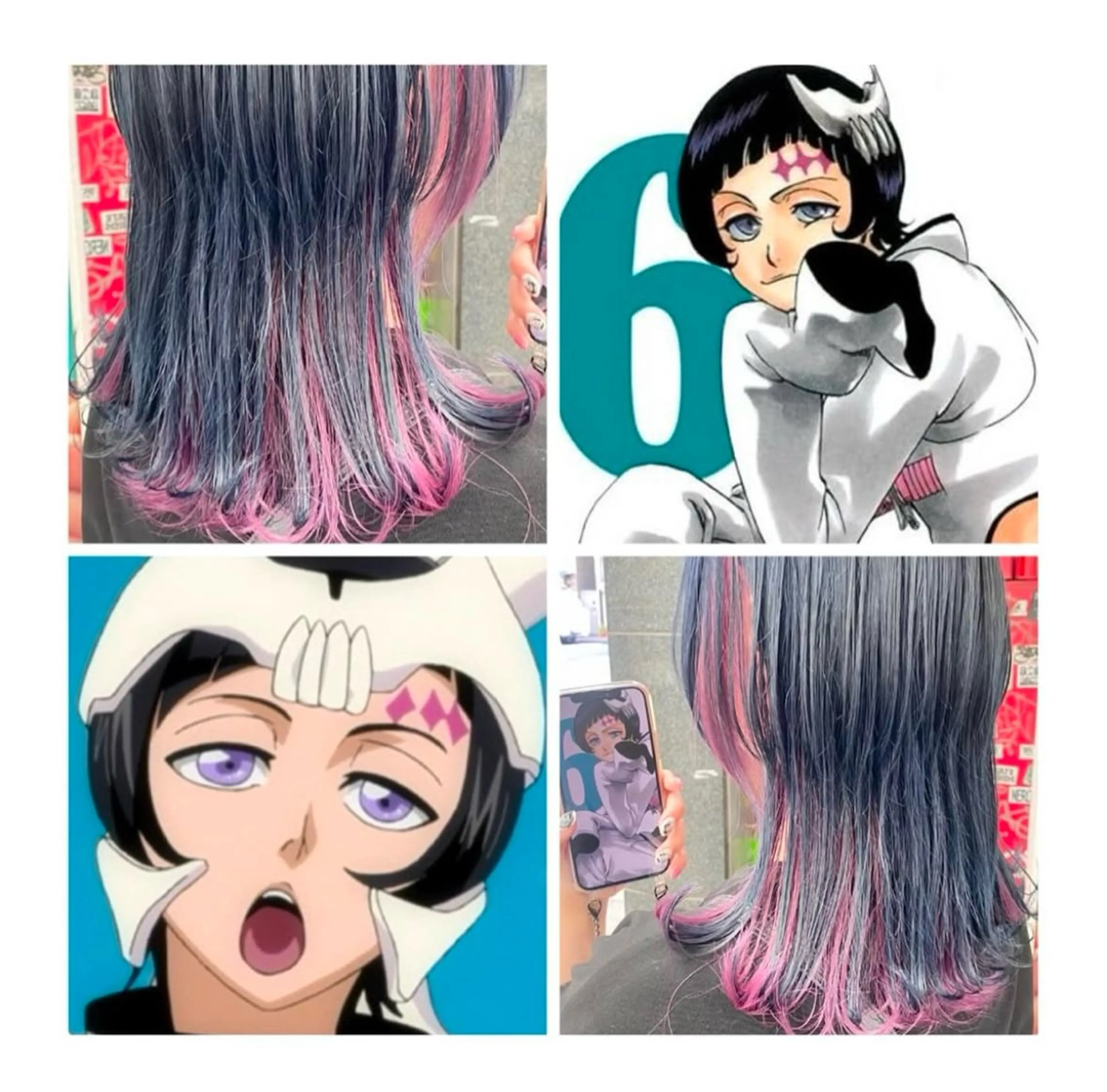 ミディアム カラー 黒髪 ブリーチ ブルーカラー ブルーブラック ピンクカラー GARU-ガル-所属・TSUNO🦖 派手髪/オタク美容師のヘアスタイル