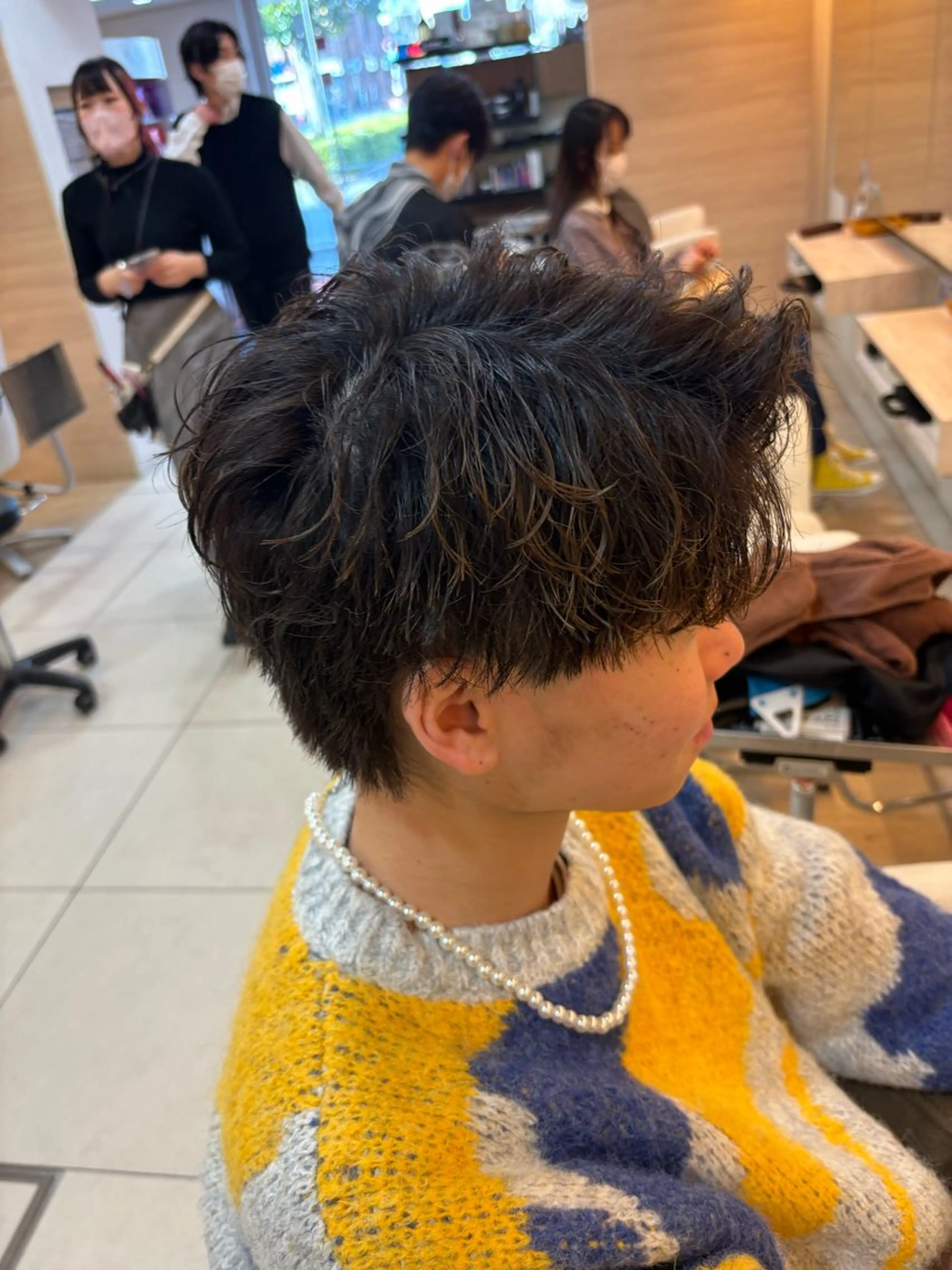 ミディアム カラー パーマ ヘアアレンジ メンズ キッズ アップバング 波巻きパーマ 🫧Selene SHOGO🫧のヘアスタイル