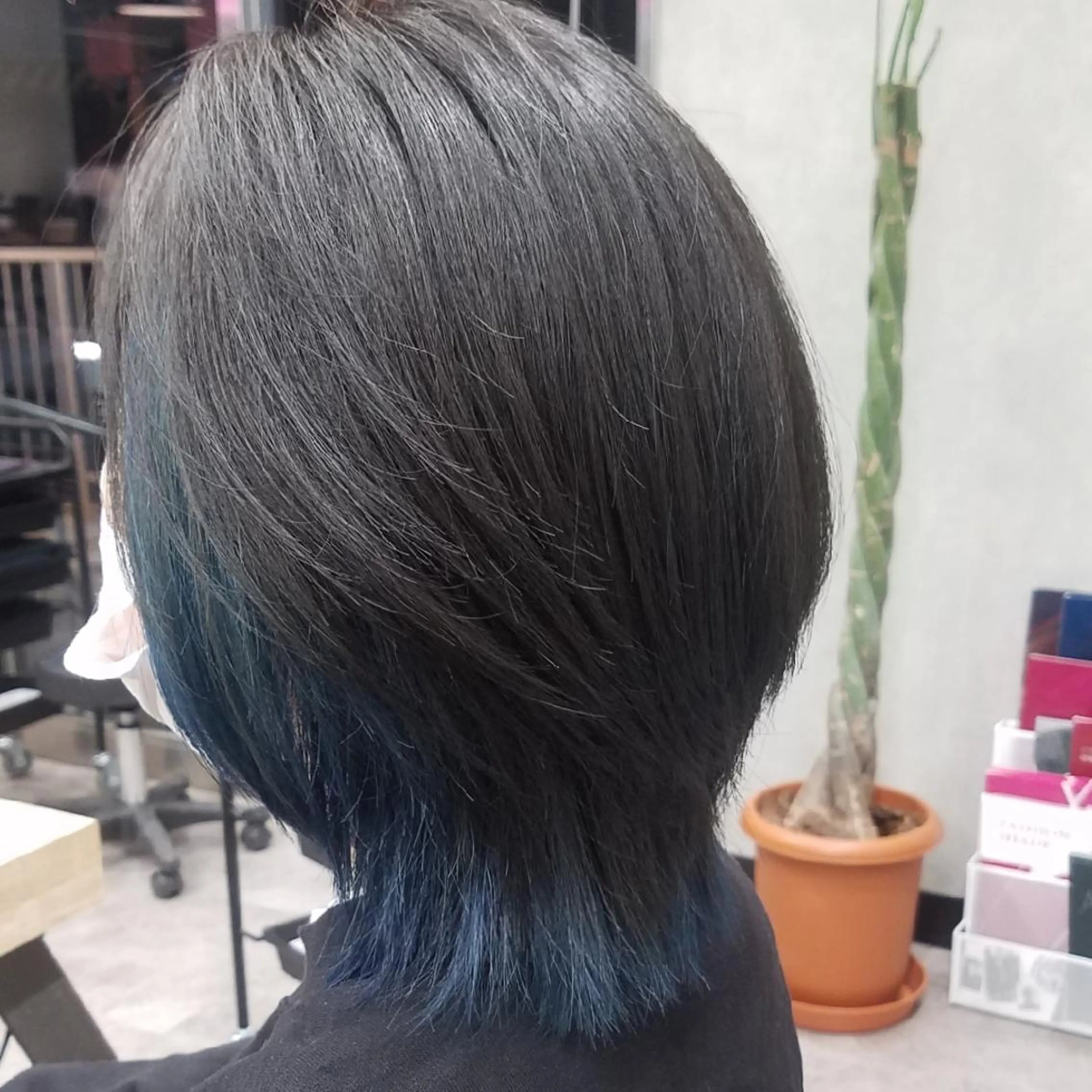 ショート カラー 黒髪 ブルーカラー ブルーブラック ウルフカット カット ヘアカラー トリートメント レイヤー/ショート /山田譲治✂️のヘアスタイル