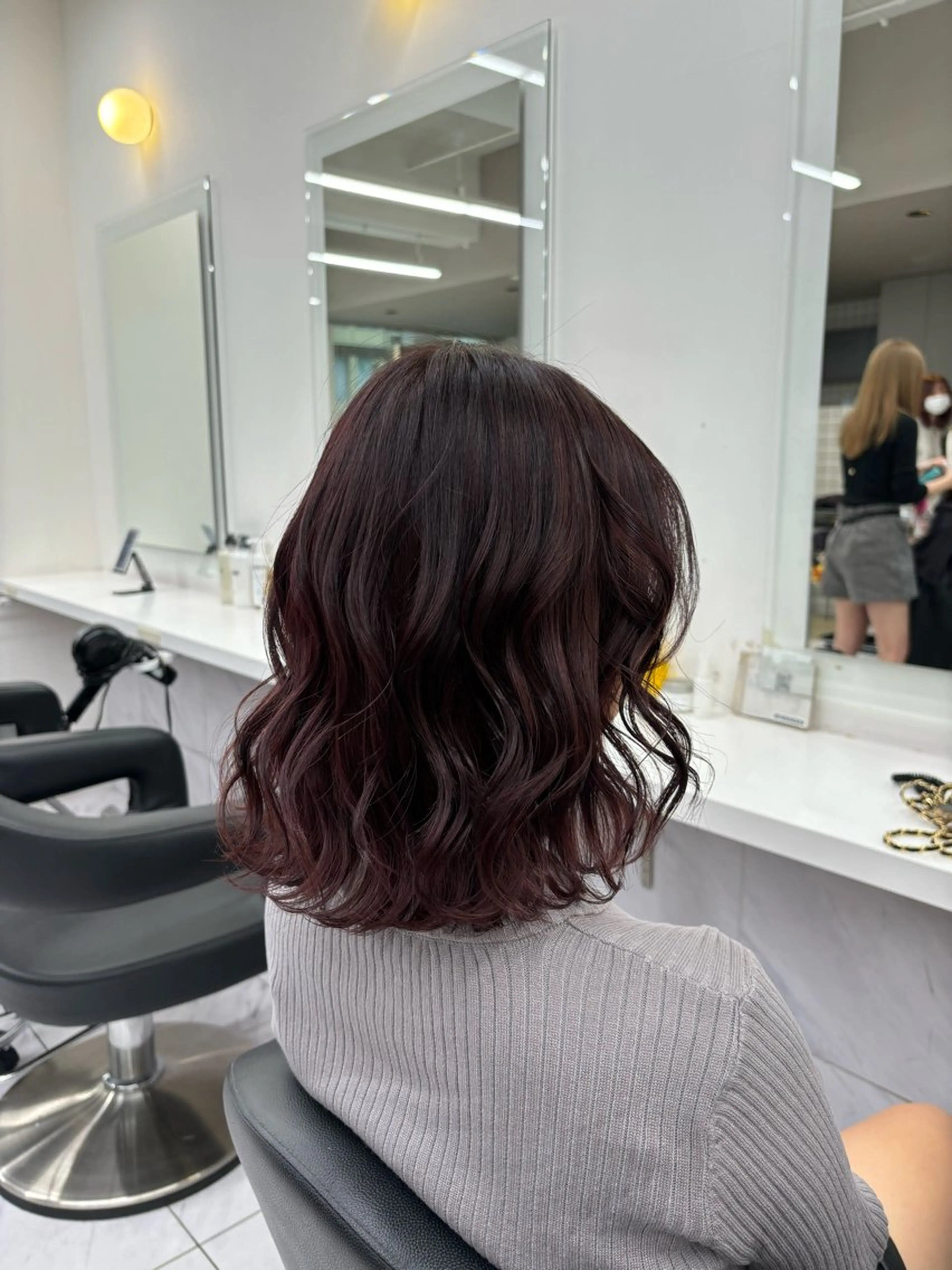 ミディアム カラー ブリーチ ブリーチなしカラー レッドカラー 表参道ハッシュカット レイヤー/リノンのヘアスタイル